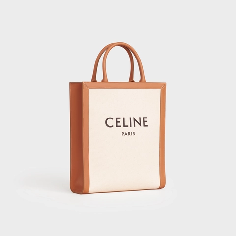 CELINE SMALL VERTICAL CABAS CELINE IN CANVAS WITH CELINE PRINT AND CALFSKIN