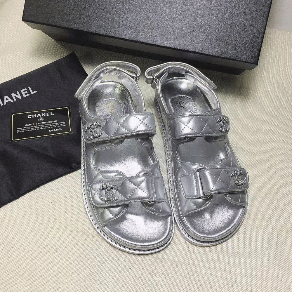 Chanel  Flat Velcro sandals Slide