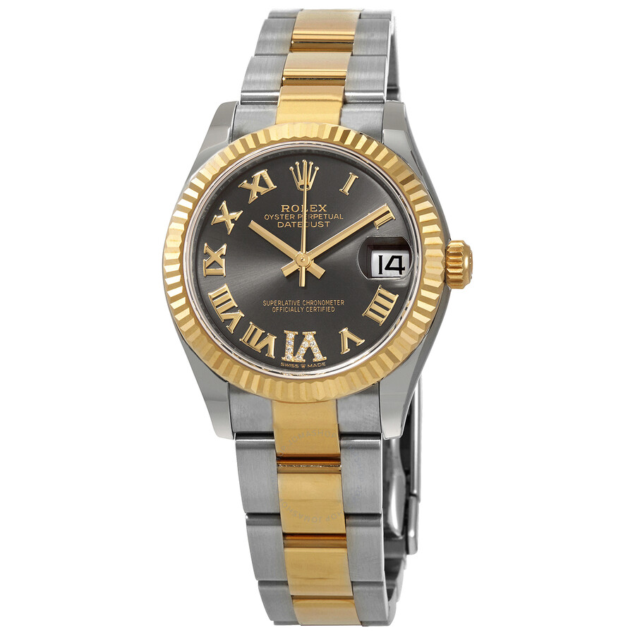 Rolex Datejust 31 Dark Grey Dial Automatic Ladies Steel and 18kt Yellow Gold Oyster 278273GYRDO（Lifetime free warranty+90-days replacement service & Refund!.）