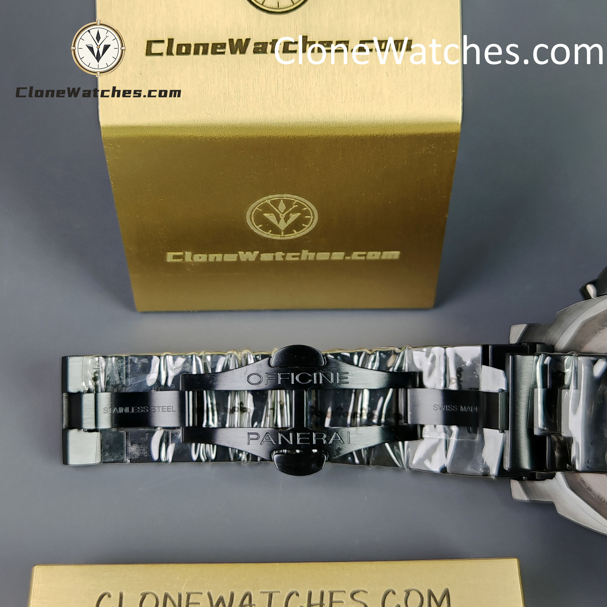 Panerai Super Clone Watches 1:1 White Dial Black Bracelet 44mm