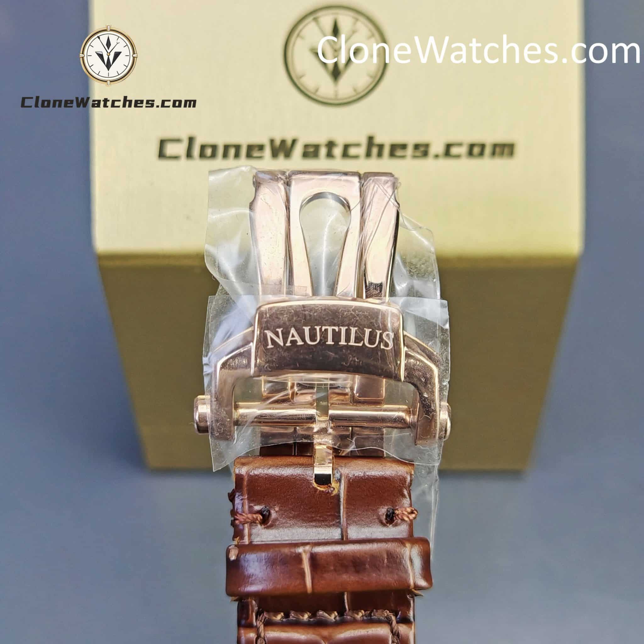 Patek Philippe Super Clone Watches 1:1 Nautilus 5712 Brown Dial Leather Strap