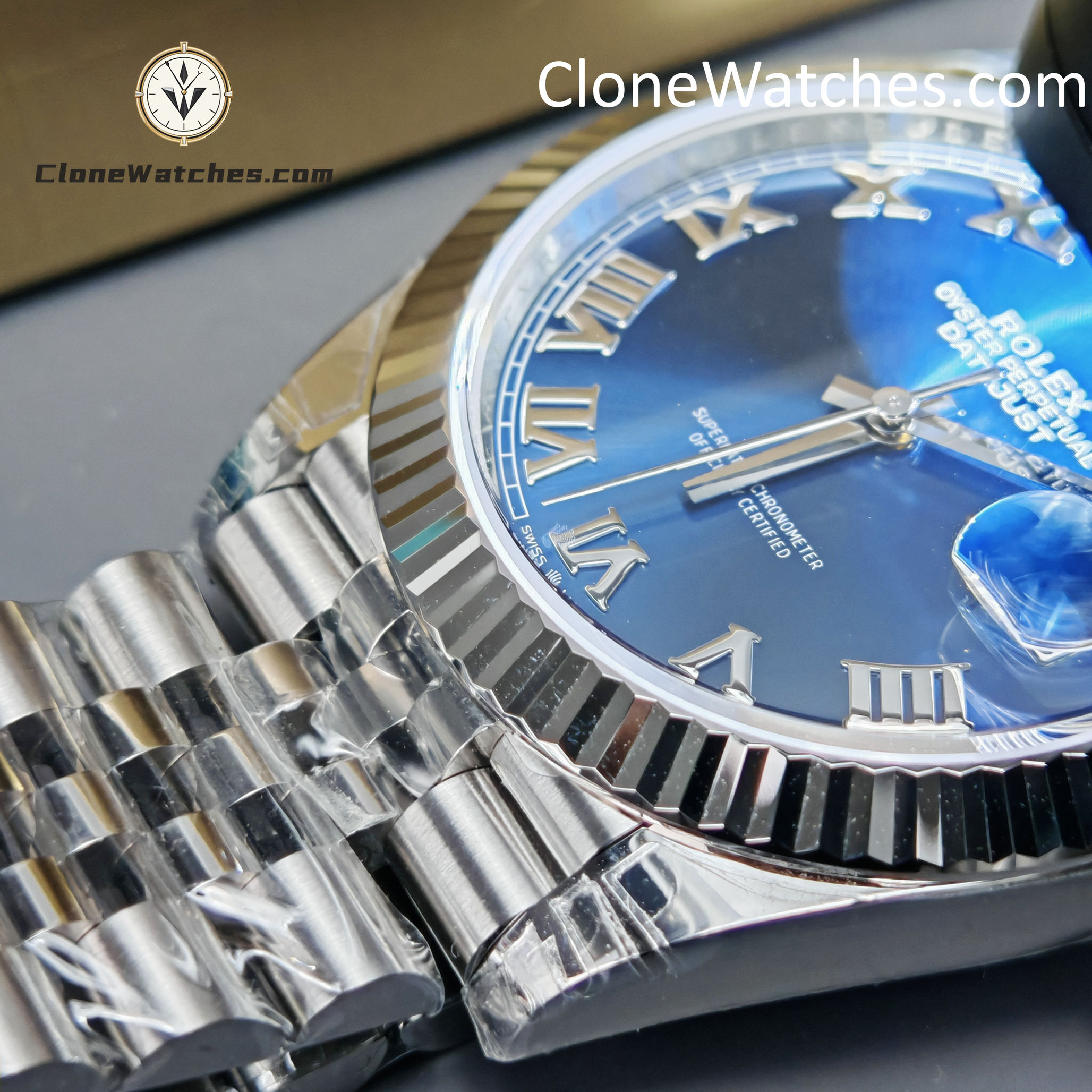 Rolex Super Clone Watches 1:1 DateJust Blue Dial Roman M126334 Jubilee 41MM 3235 Movement