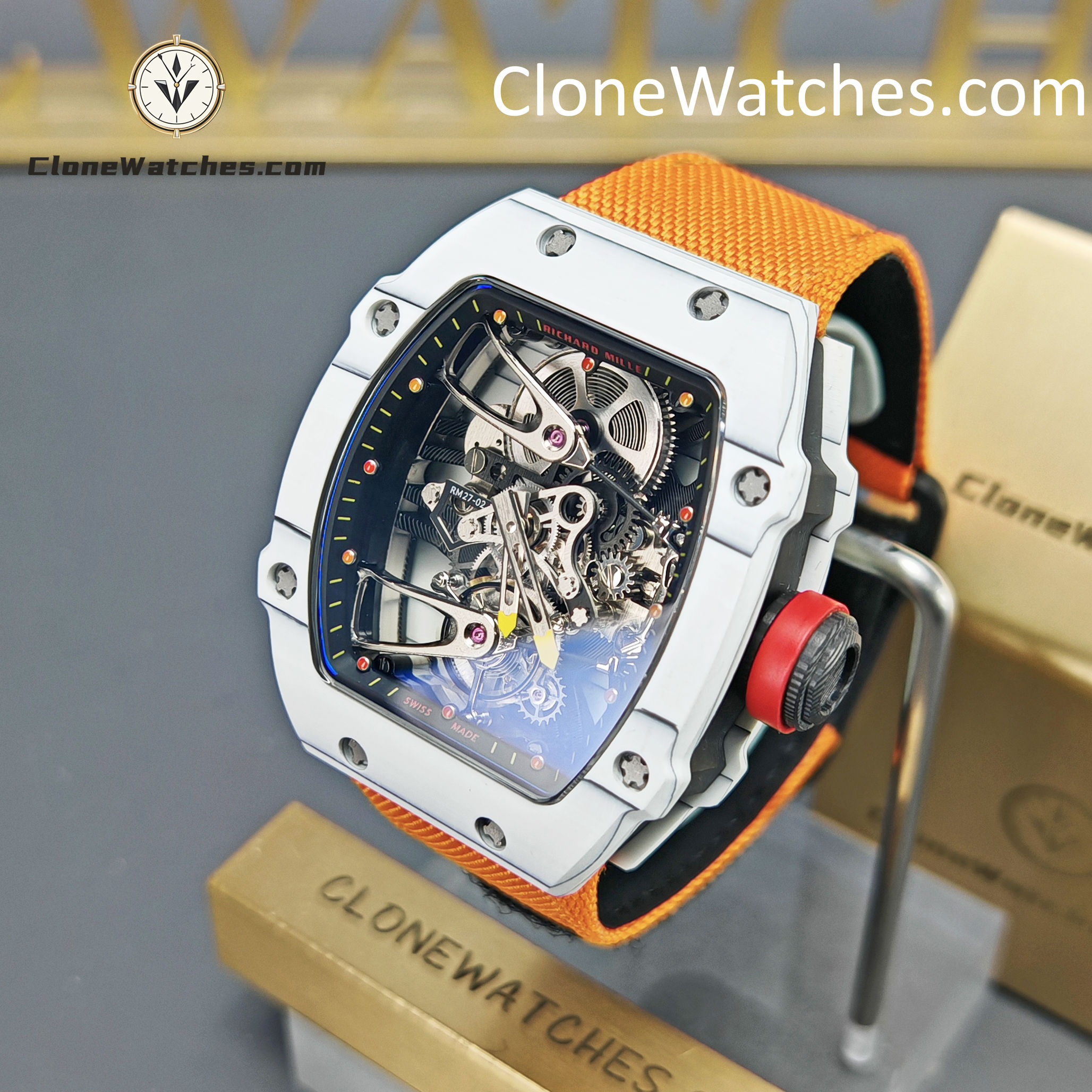 Richard Mille Super Clone Watches 1:1 RM27-02 White QTPT Rafael Nadal Tourbillon
