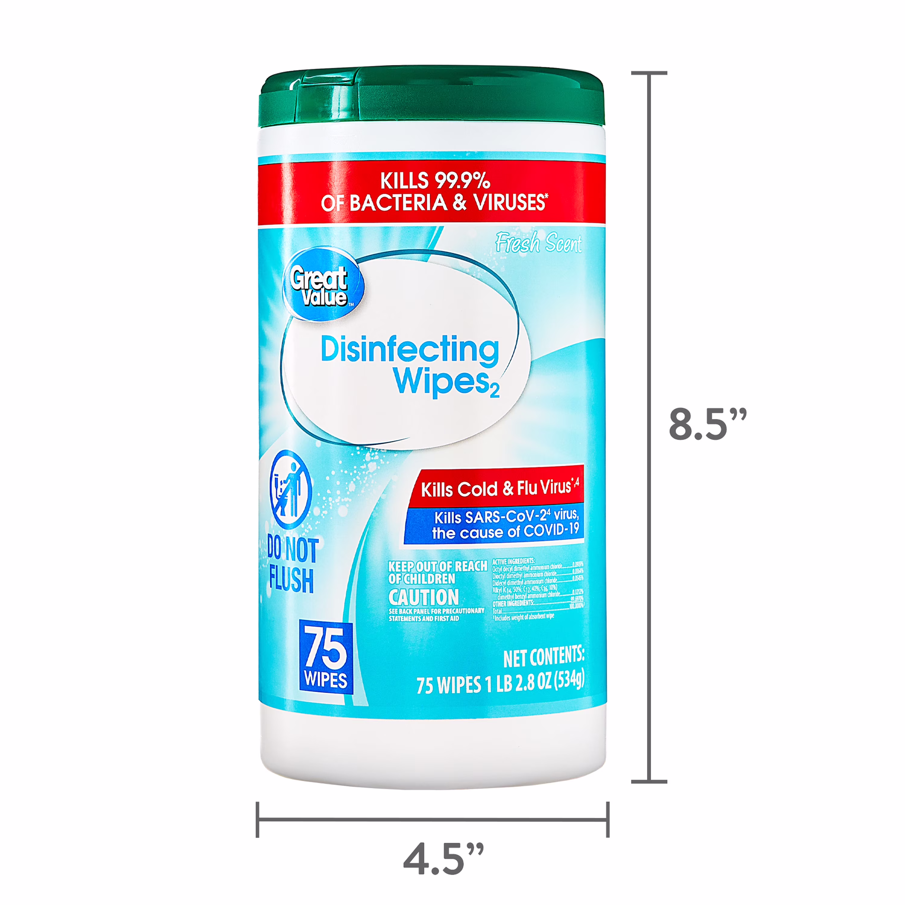 Great Value Disinfecting Wipes, Fresh Scent, 75 Count