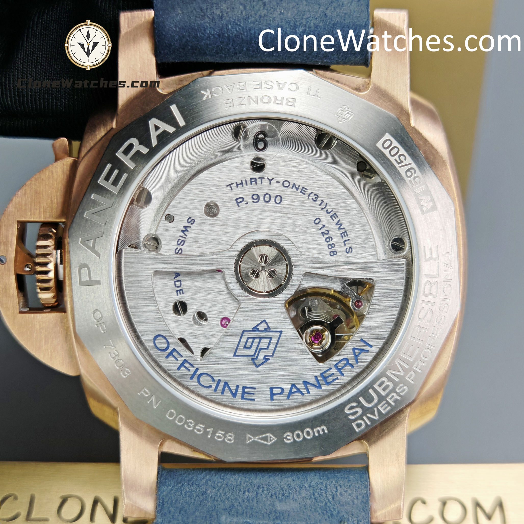 Panerai Super Clone Watches 1:1 Submersible Bronzo PAM01074 Blue Dial