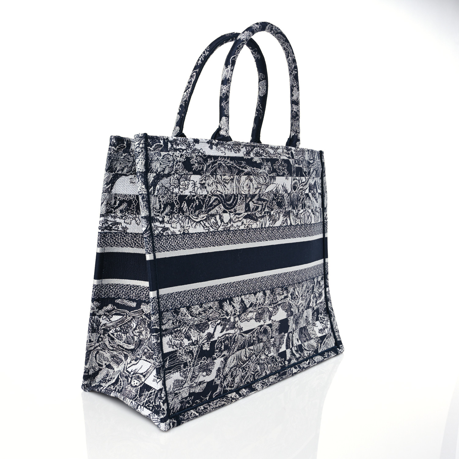 CHRISTIAN DIOR Canvas Embroidered Large Dioriviera Toile De Jouy Book Tote Blue