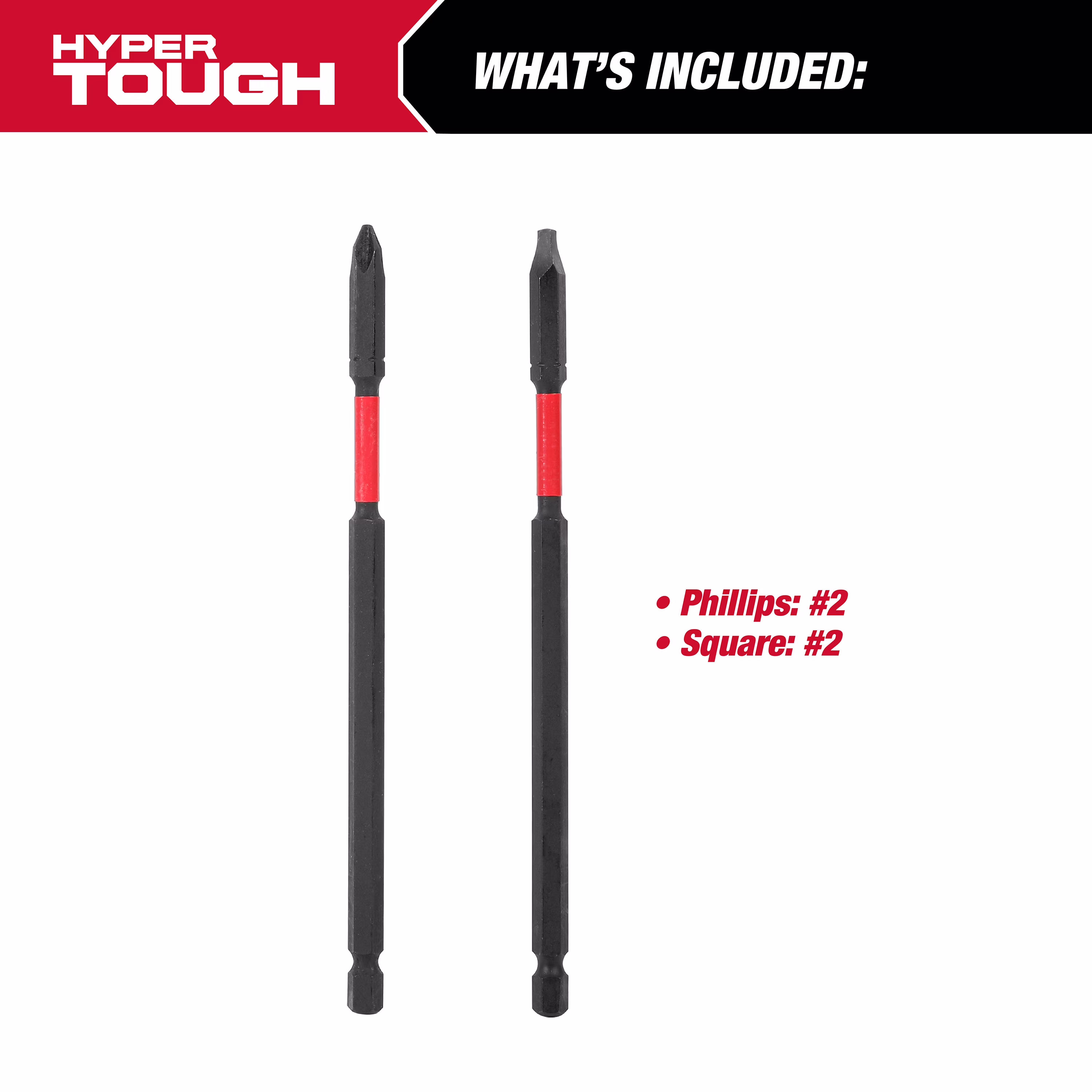 Hyper Tough 2 Piece Long Impact Driver Hex Shank Drill Bits, 6 inch