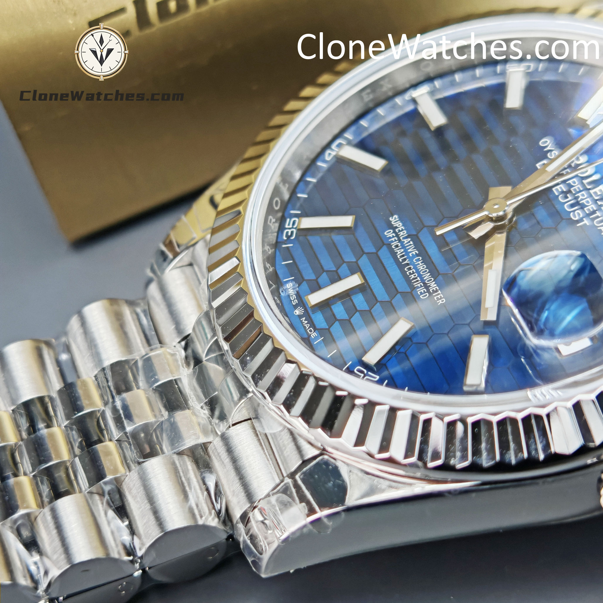 Rolex Super Clone Watches 1:1 DateJust Water Ripple Blue Dial m126334-0032 Jubilee 41MM 3235 Movement