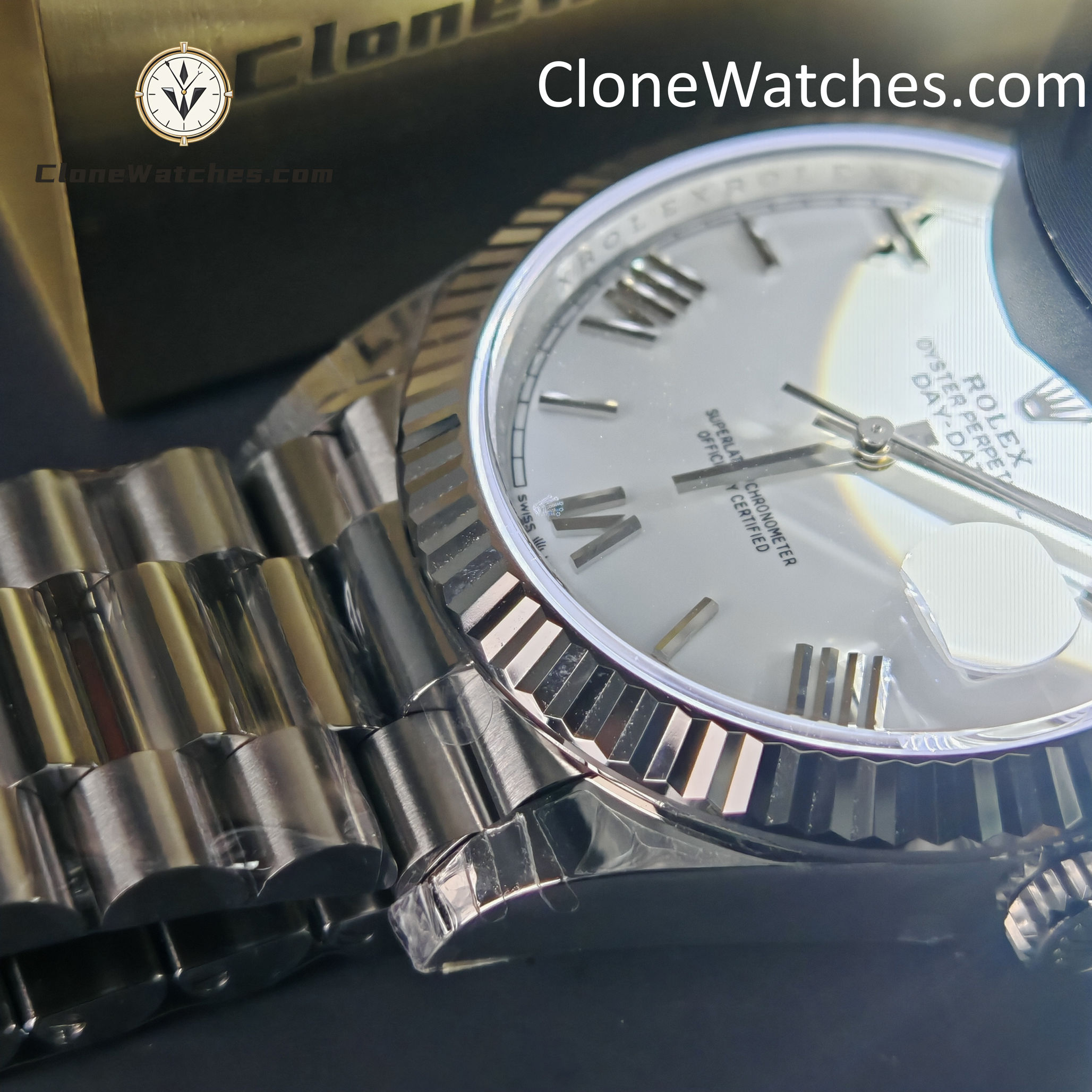 Rolex Super Clone Watches 1:1 Day Date White Roman Dial 40mm m228239-0046 VSF Version 3255 Movement