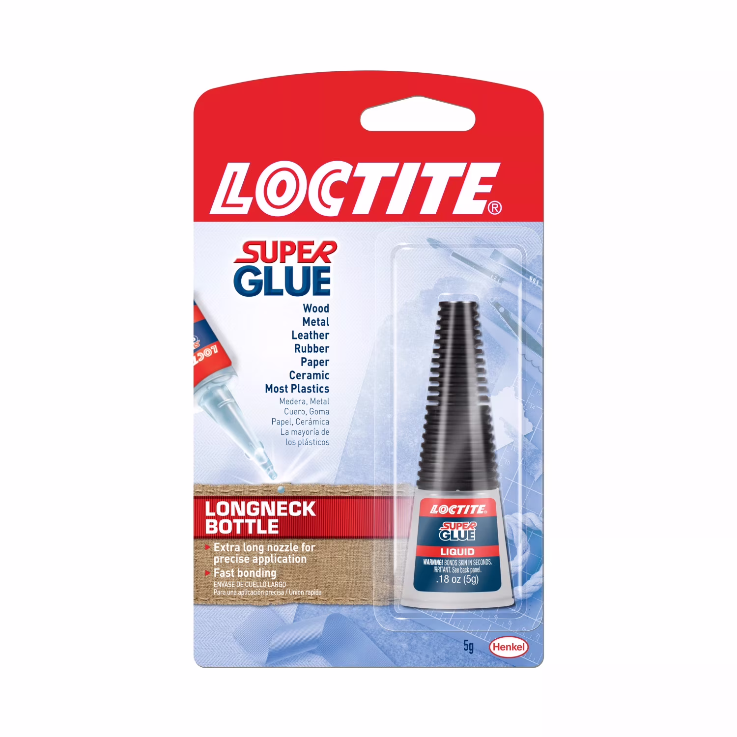 Loctite Super Glue Liquid Longneck Bottle, Pack of 1, Clear 0.18 oz Bottle