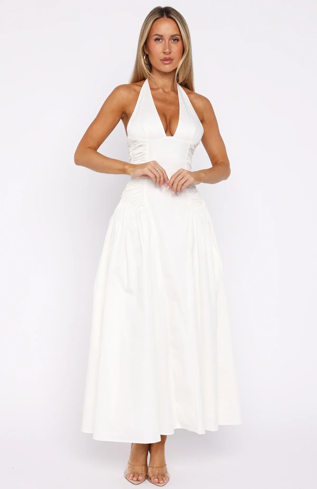 Tinsel Trouble Halter Midi Dress White