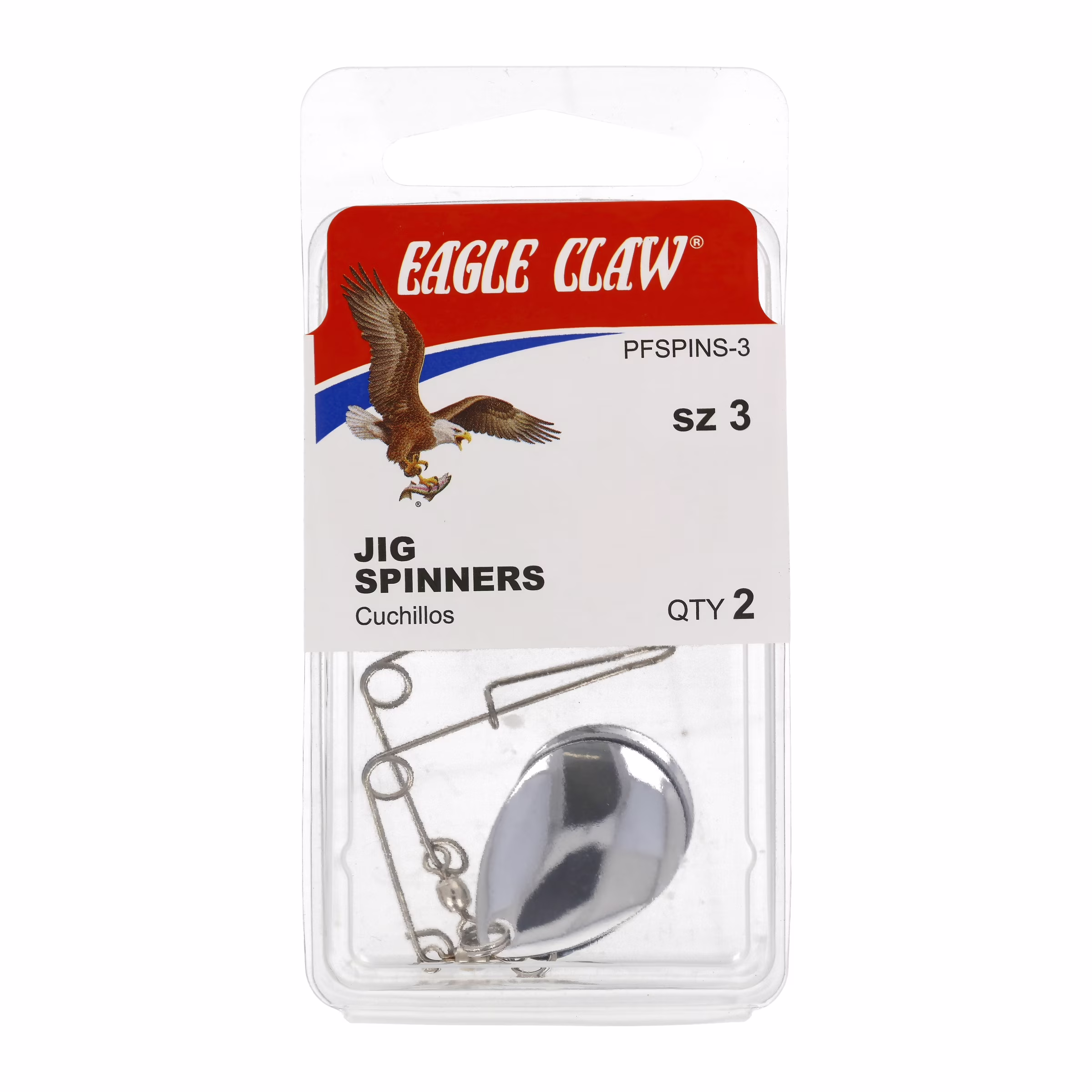 (5 pack) Eagle Claw Fishing Jig Panfish Spinner Arm, Nickel, Size 3, 2 Count