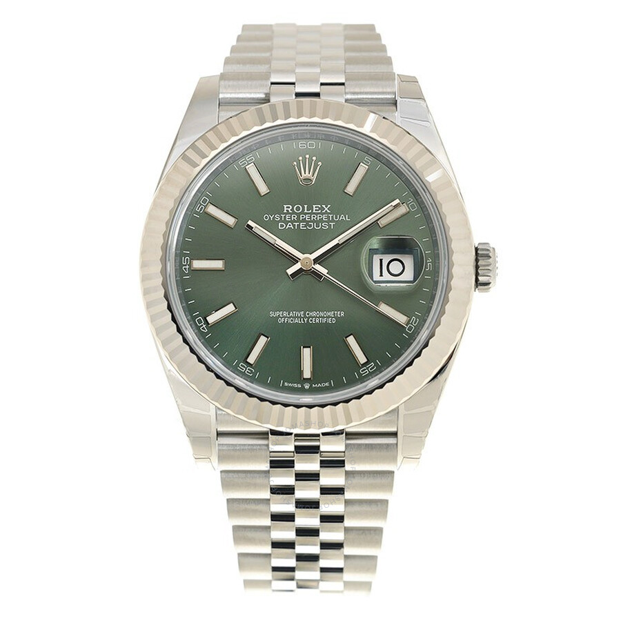 Rolex Datejust 41 Mint Green Dial Automatic Men s Steel and White Gold Jubilee Watch M126334-0028（Lifetime free warranty+90-days replacement service & Refund!.）