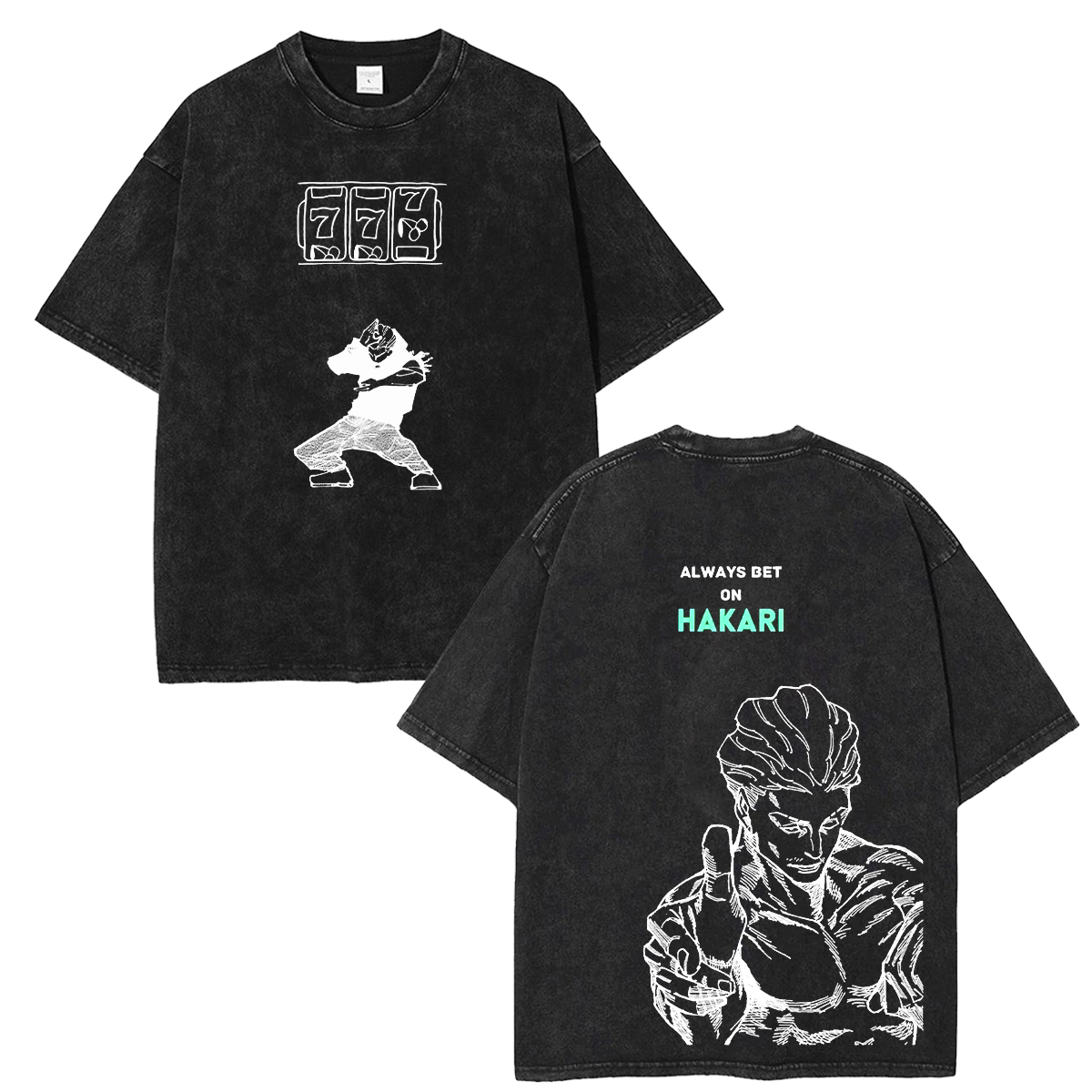 Jujutsu Kaisen Hakari Kinji JJK Printed Unisex Washed T-Shirt â Streetwear Manga Tee, Oversized Anime T-Shirt