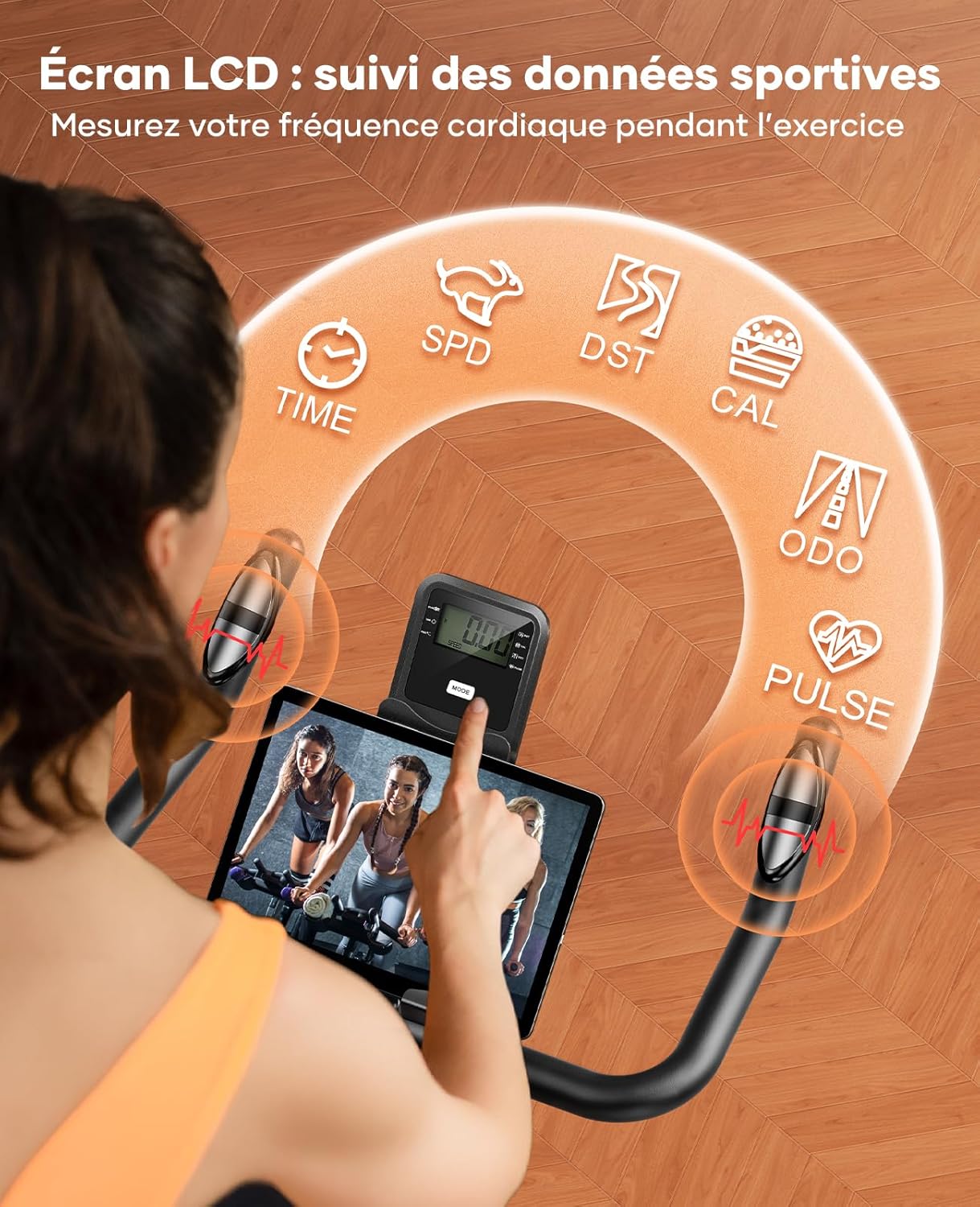 Vélo appartement magnétique connecté appli résistance réglable 160 kg