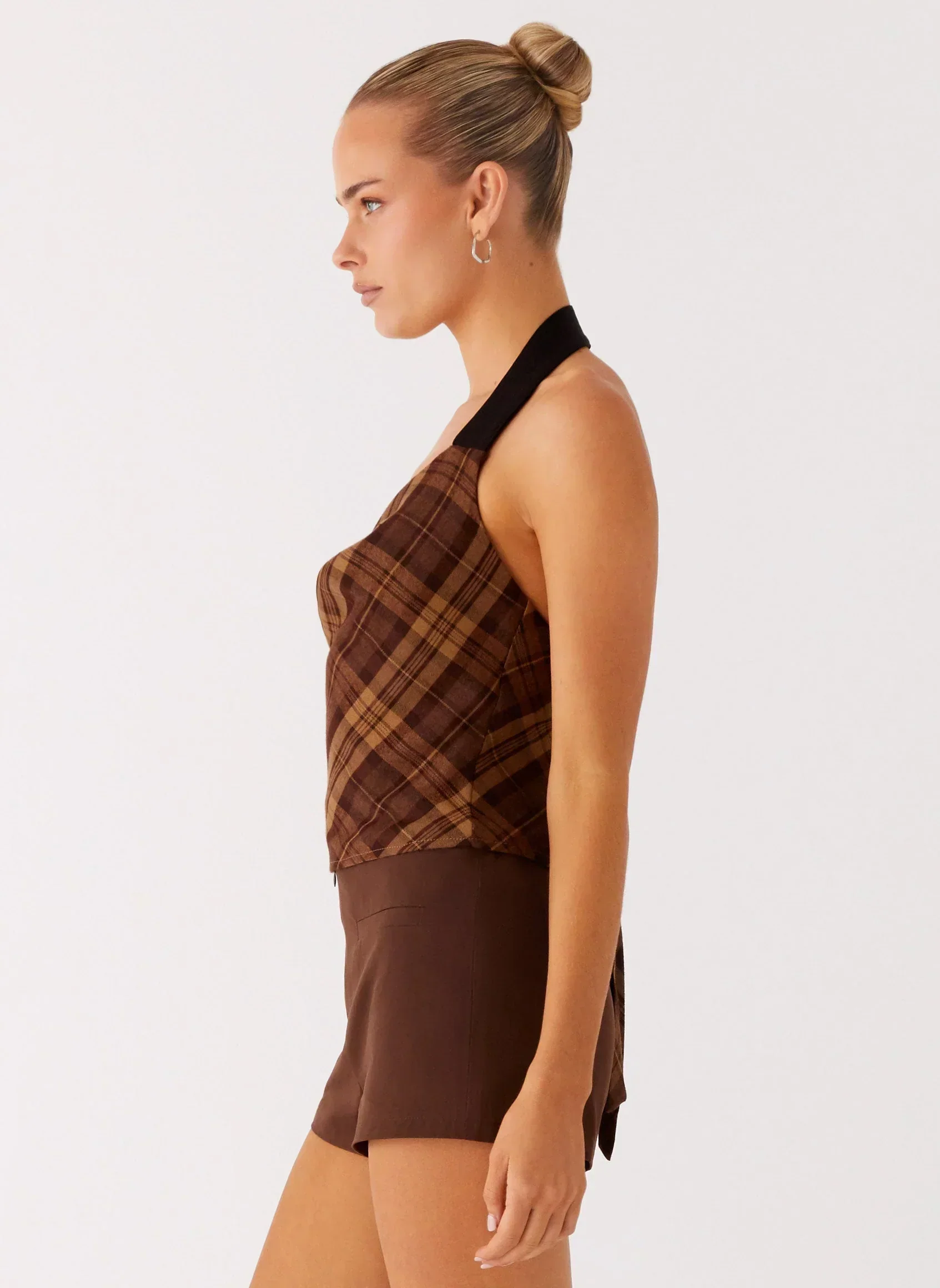 Stateside Cowl Top - Plaid