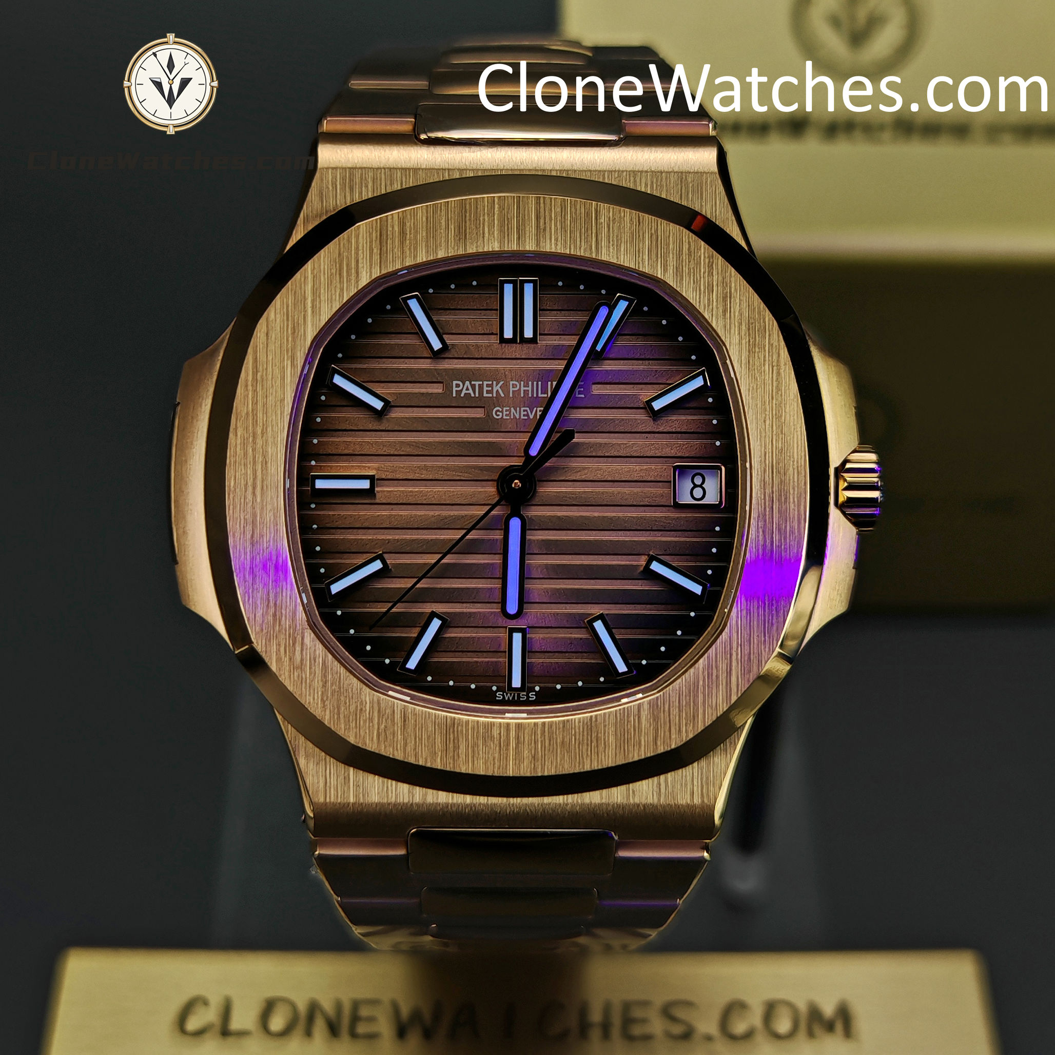 Patek Philippe Super Clone Watches 1:1 Nautilus 5711 Brown Dial 18K Rose Gold