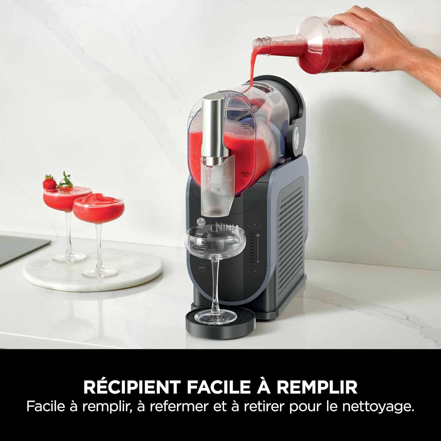 Machine boissons glacées SLUSHi granités cocktails milkshakes jus capacité 19 L bleu gris