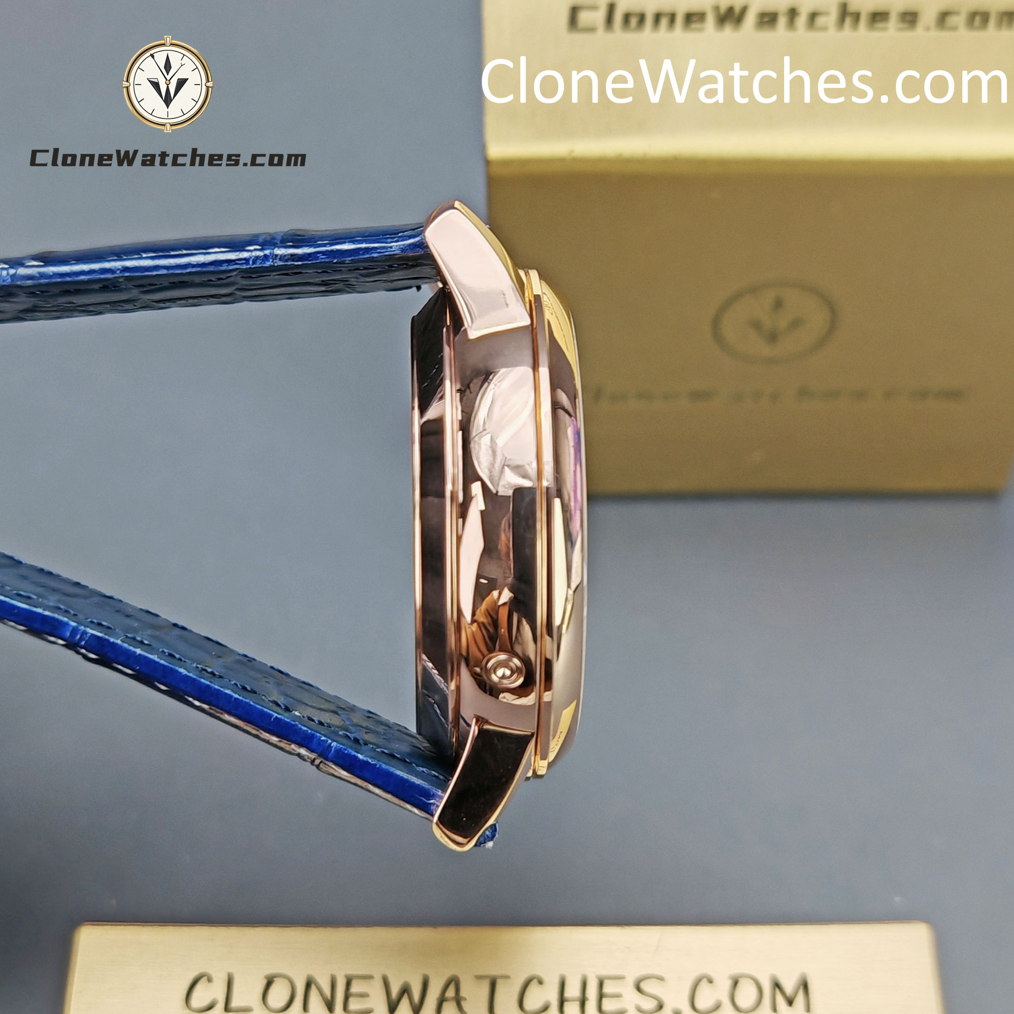 Vacheron Constantin Super Clone Watches 1:1 Patrimony Perpetual Calendar Rose Gold 43175/000R-B519 Blue Dial