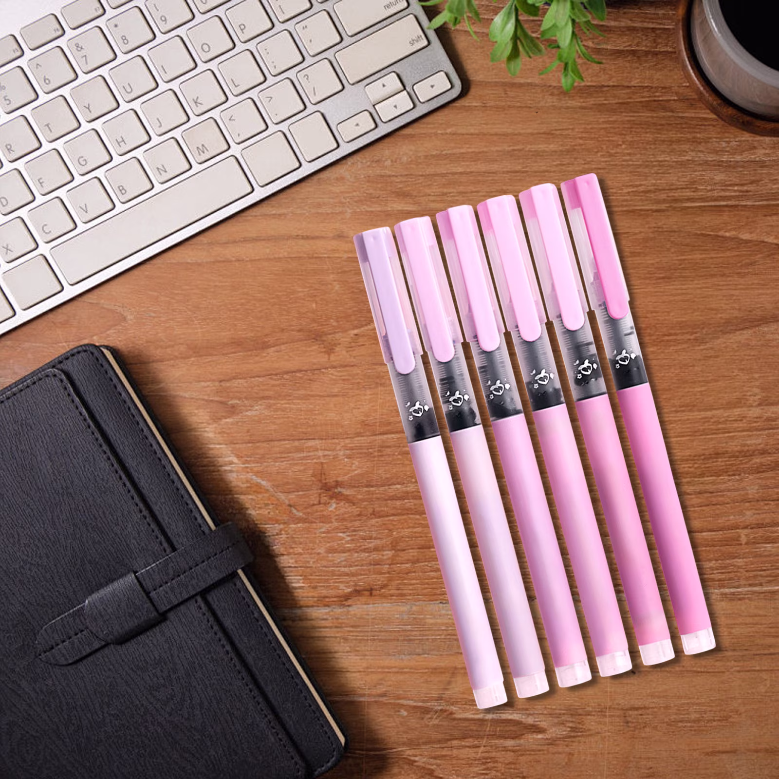 Under 1$ Dollar Straight Liquid Ballpoint Pen Sign Pen, 0.5mm High Capacity Black Ink Water Pen, Fast Drying Exam Writing Pens,Pink
