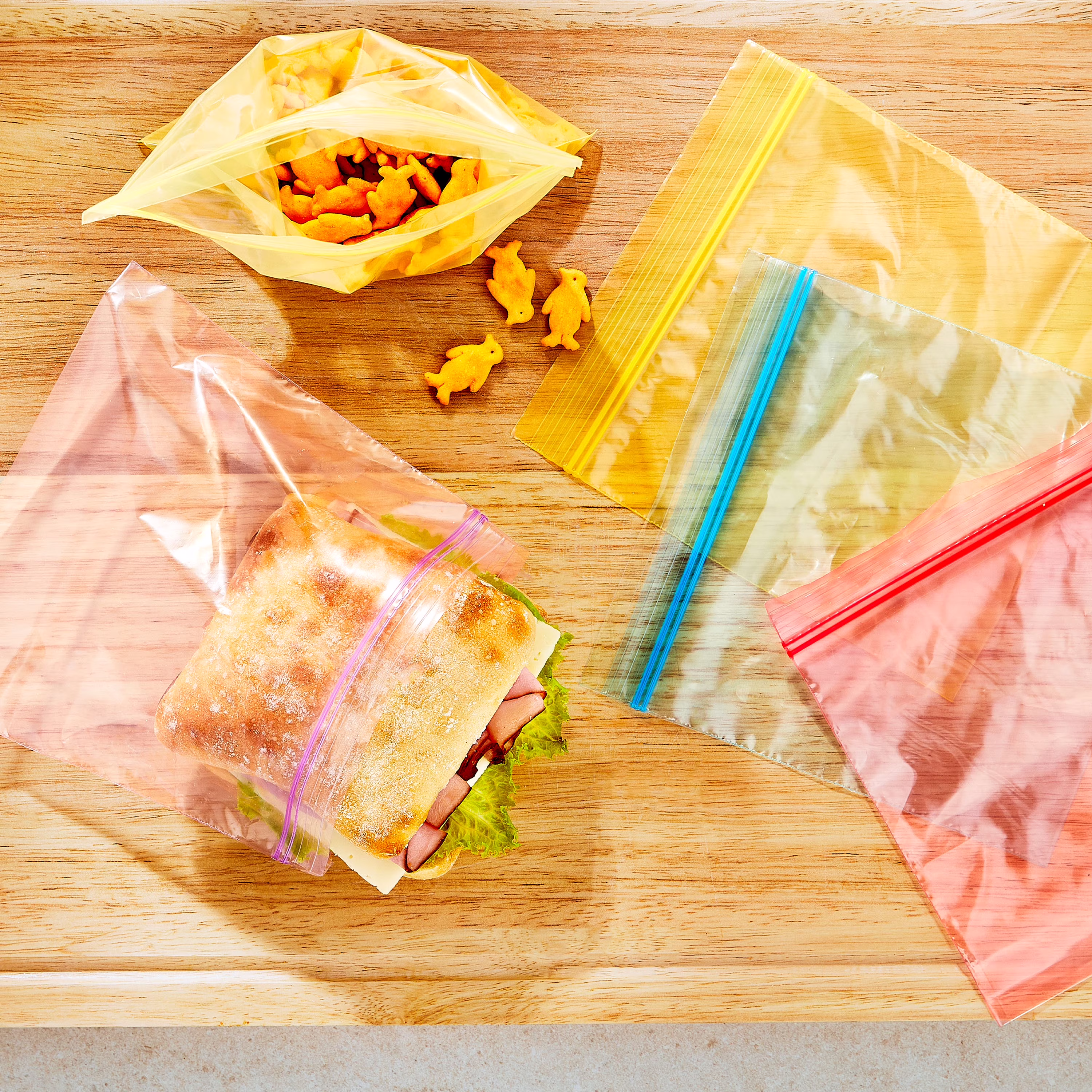 Great Value Double Zipper Sandwich Bags, Assorted Colors, 100 Count