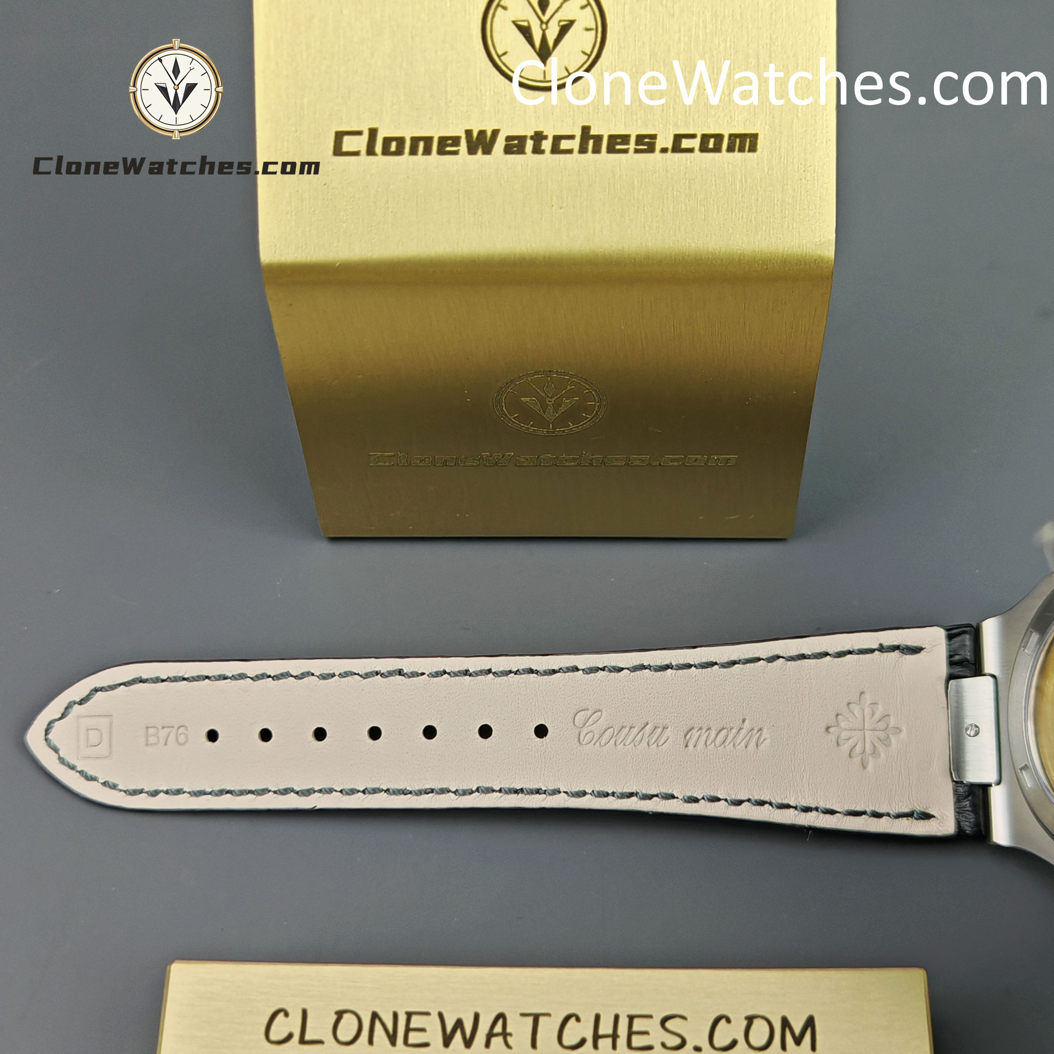 Patek Philippe Super Clone Watches 1:1 Nautilus 5711 Grey Dial Black Leather Strap