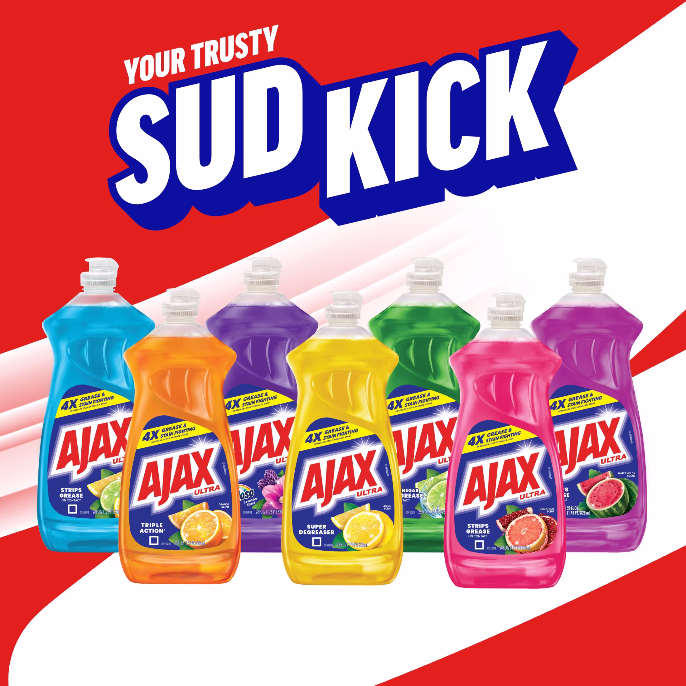 Ajax Ultra Liquid Dish Soap, Super Degreaser, Mess-Free, Easy-Flip Cap, Lemon Scent, 28 fl oz