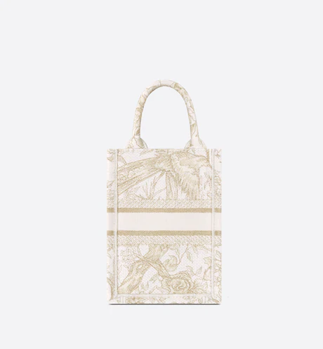 MINI DIOR BOOK TOTE PHONE BAG Dior Jardin d-Hiver Embroidery with Gold-Tone Metallic Thread (13 x 18 x 5 cm)