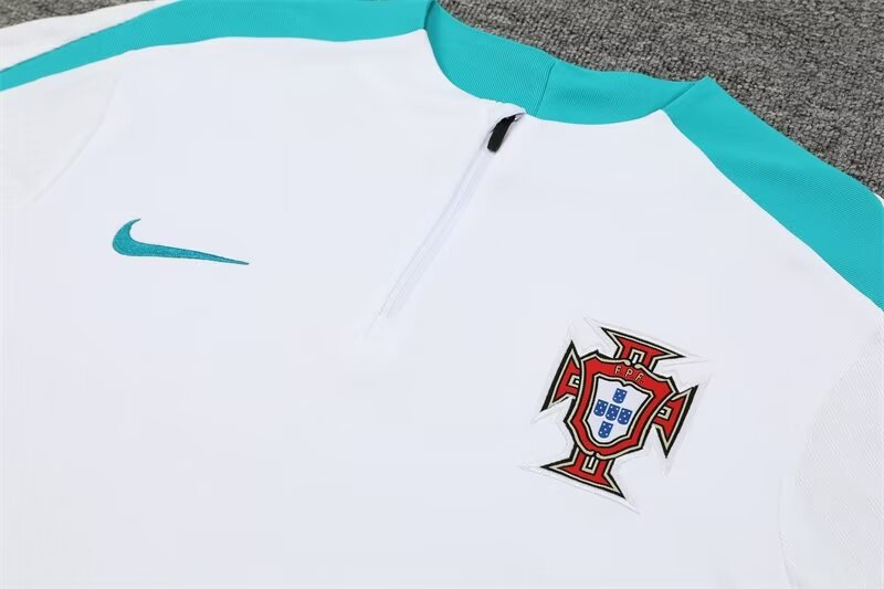 2024/25 Portugal White Half Zip Training Jersey - Fans Edition