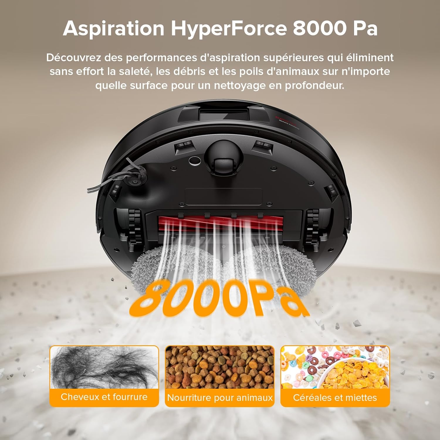 Aspirateur robot QV 35A 8000Pa station multifonction serpillière rotative 200 tr/min relevable 10 mm cartographie