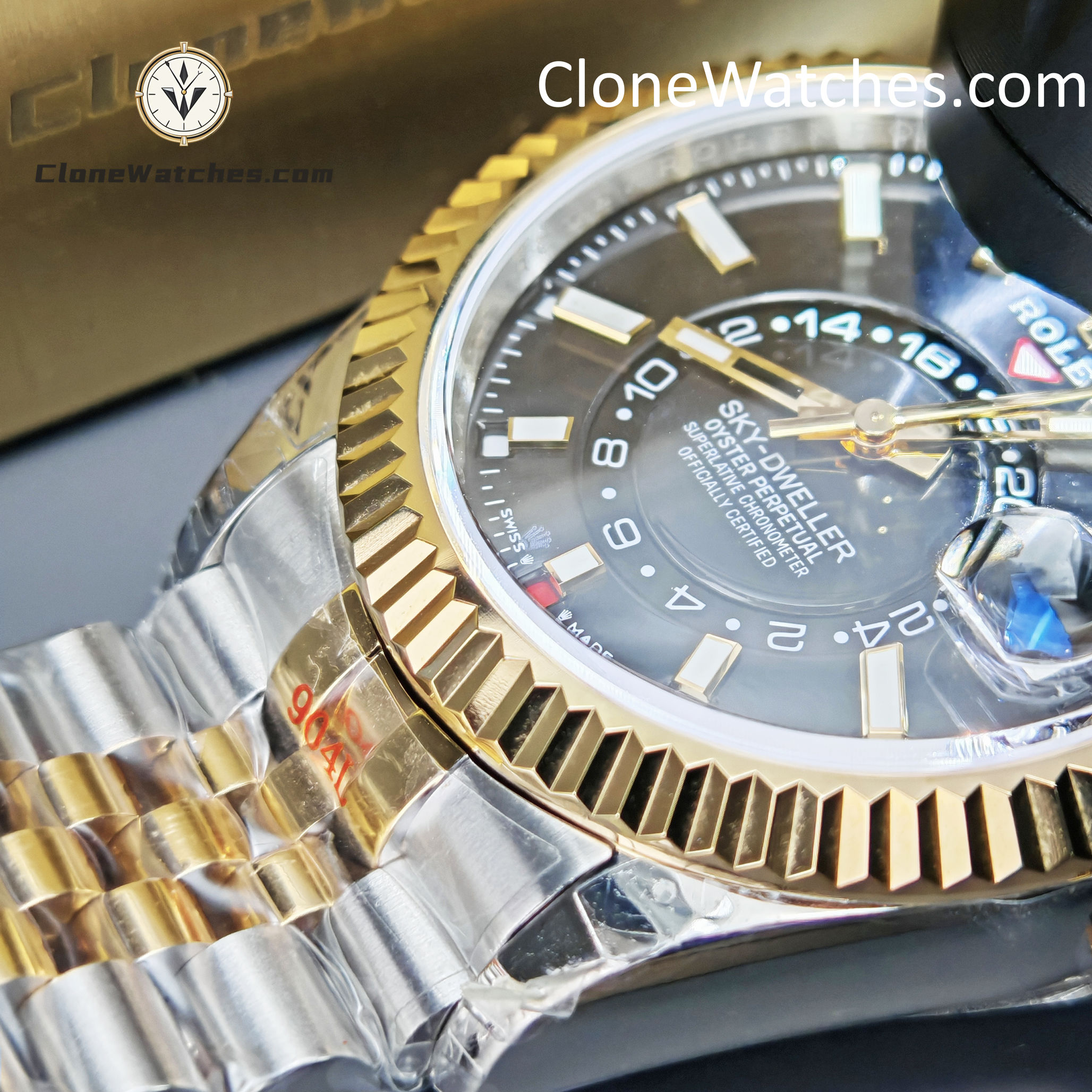 Rolex Super Clone Watches 1:1 Sky Dweller Black Dial Jubilee m336933-0004 9002 Movement