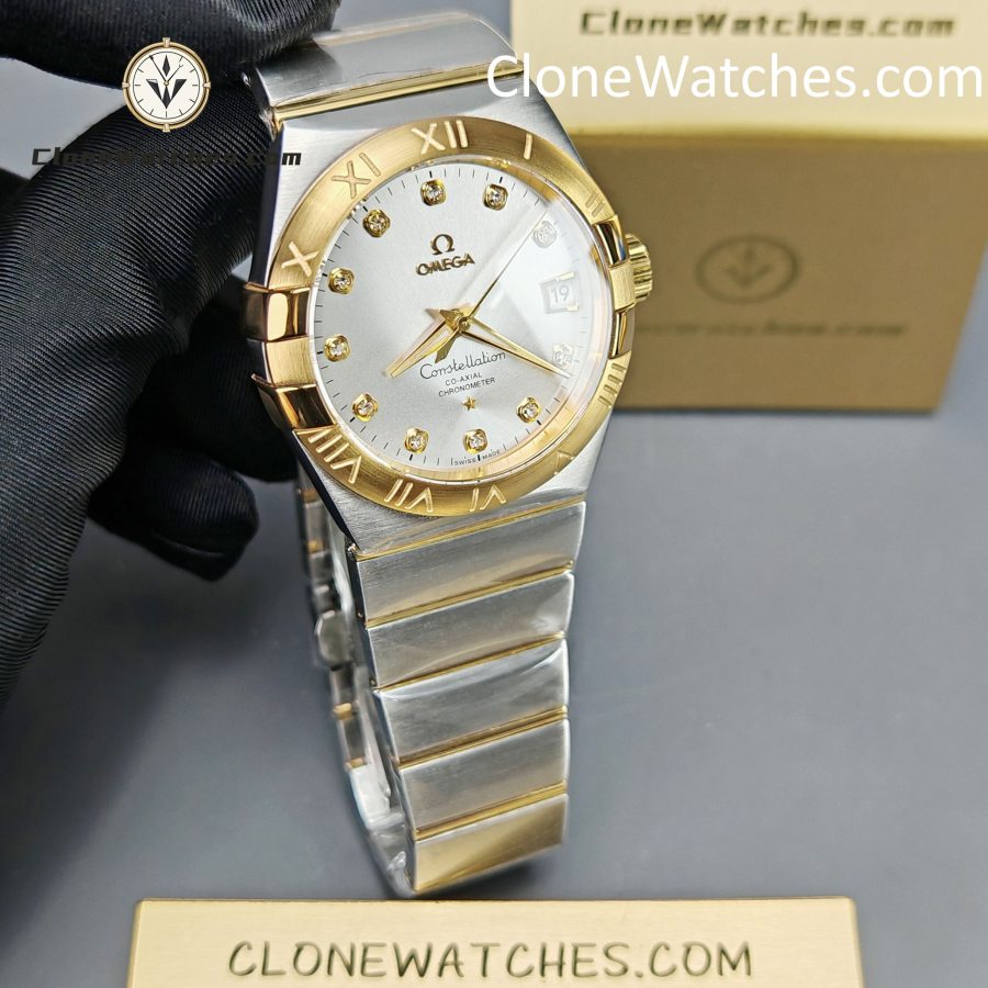OMEGA Super Clone Watches 1:1 Constellation steel �� 18k gold on steel 123.20.35.20.52.002 35mm