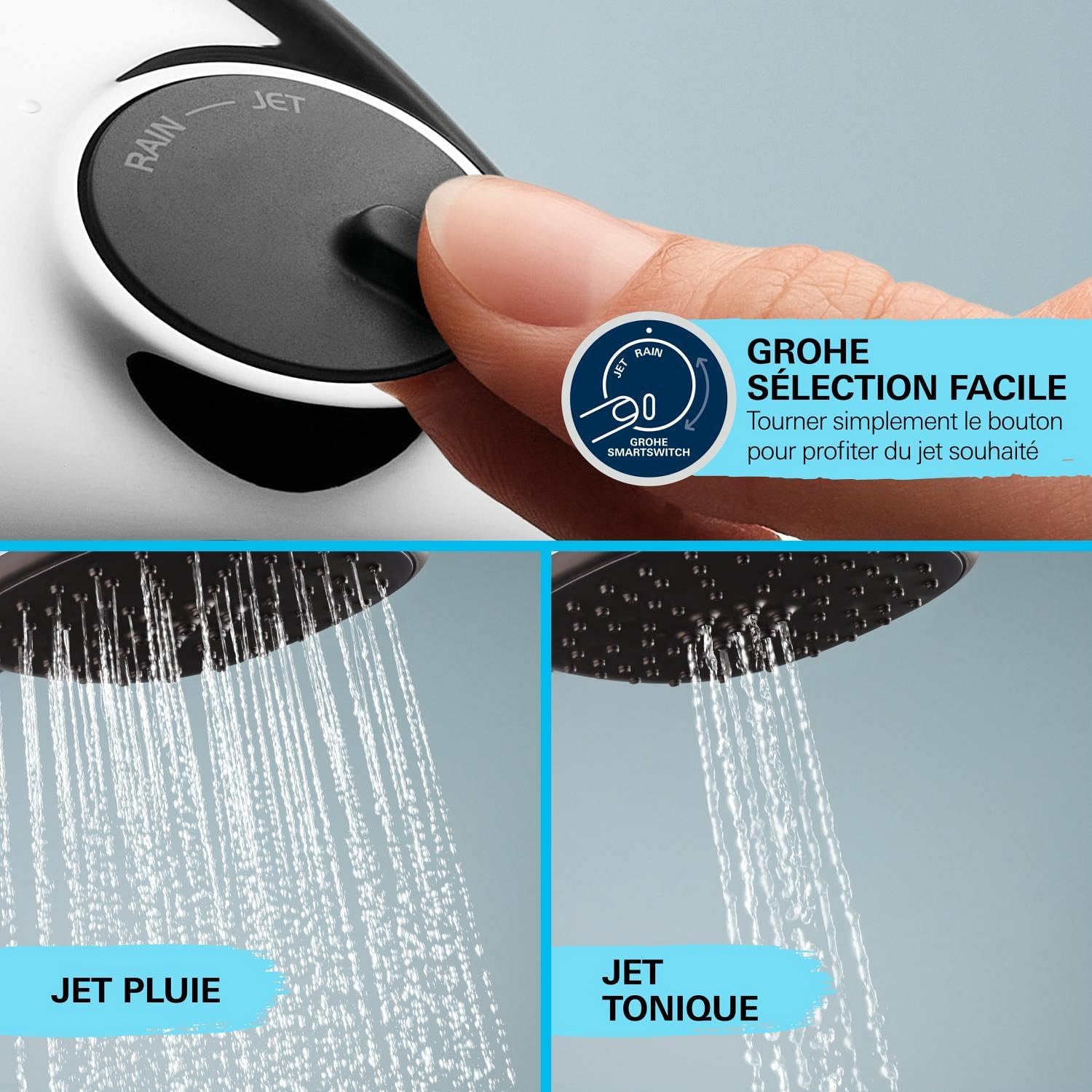 Colonne douche Vitalio Start System 250 mitigeur thermostatique douchette 2 jets flexible 175 m chromé 26677001