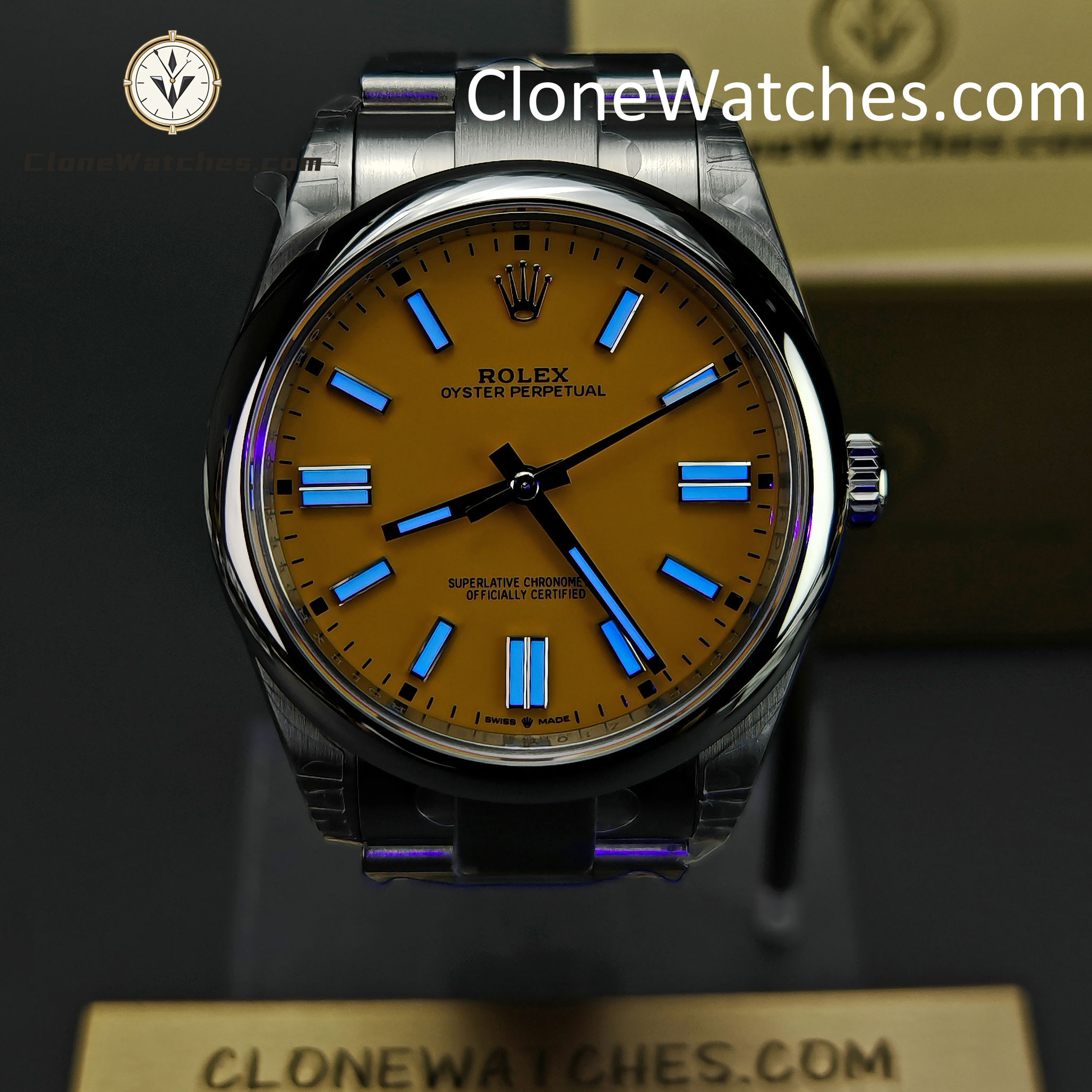 Rolex Super Clone Watches 1:1 Oyster Perpetual Yellow Dial 41mmm124300-0004 3230 Movement