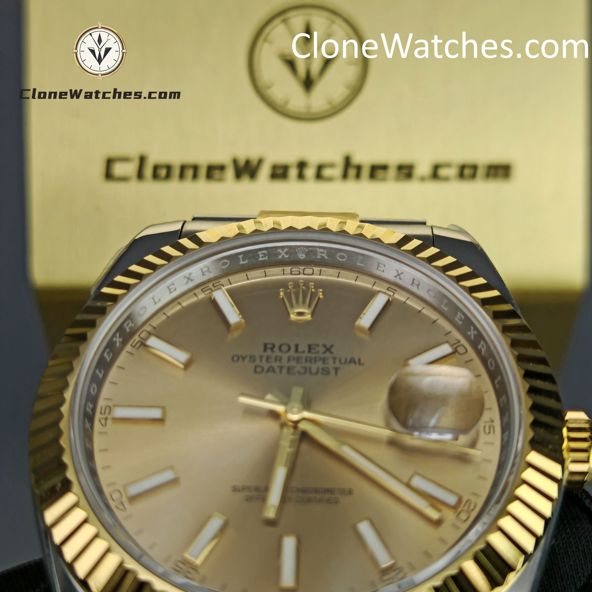 Rolex Super Clone Watches 1:1 DateJust Gold Dial m126333-0009 Oyster 41MM 3235 Movement