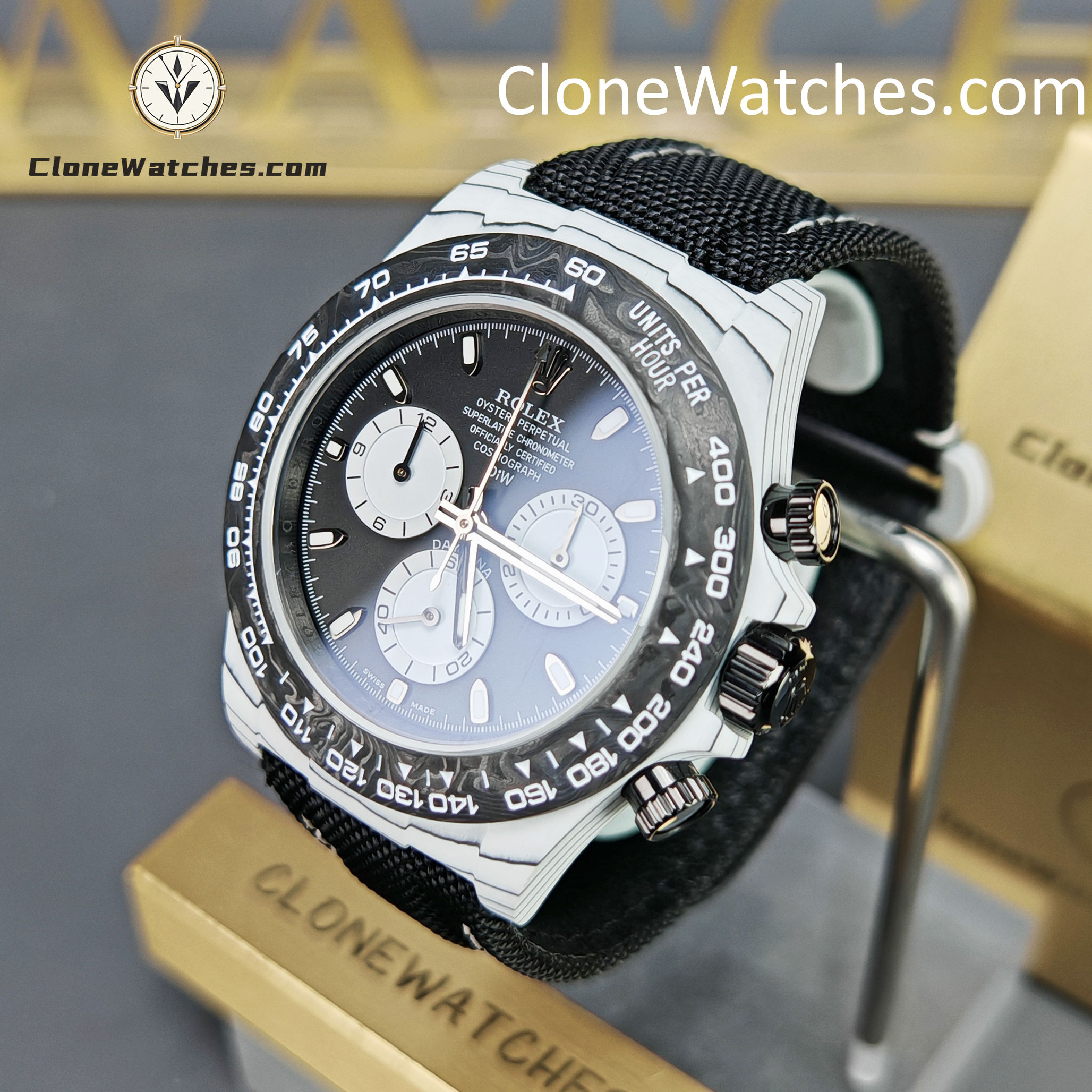 Modified Super Clone Watches 1:1 DiW Rolex Daytona In White Quartz Fiber “IRBIS V2”