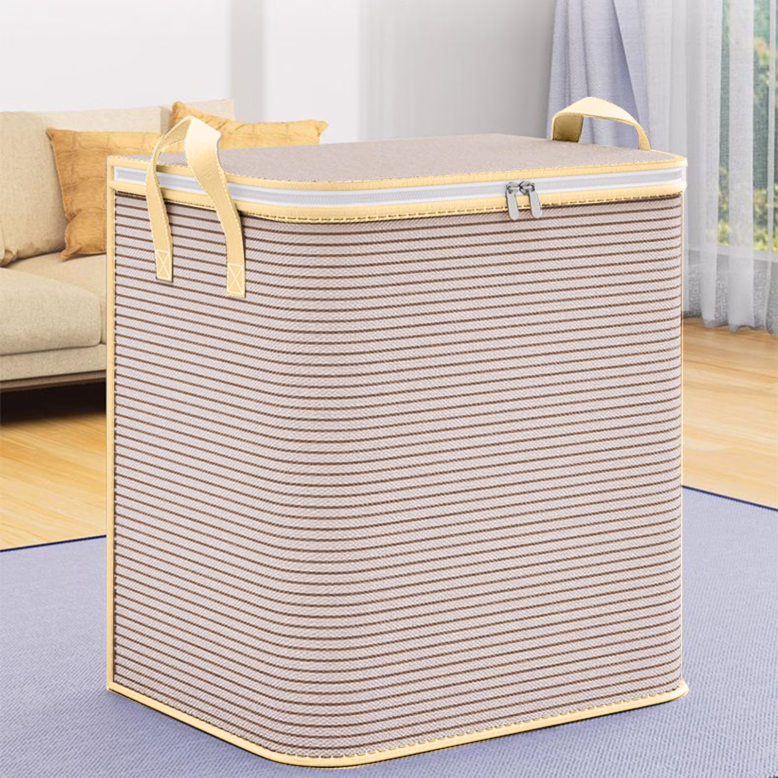 Nkmbld Storage Bins with Lids Heavy Duty Storage with Reinforced Handles Extra Large Storage Bags for Clothes Tote Bag Thickened Double Zipper for Space Saving Travel