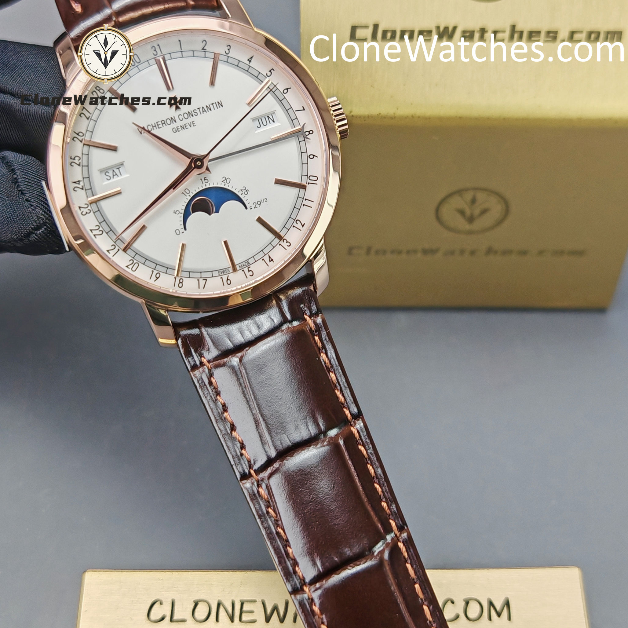 Vacheron Constantin Super Clone Watches 1:1 Traditionnelle Rose Gold 4010T/000R-B344 White Dial