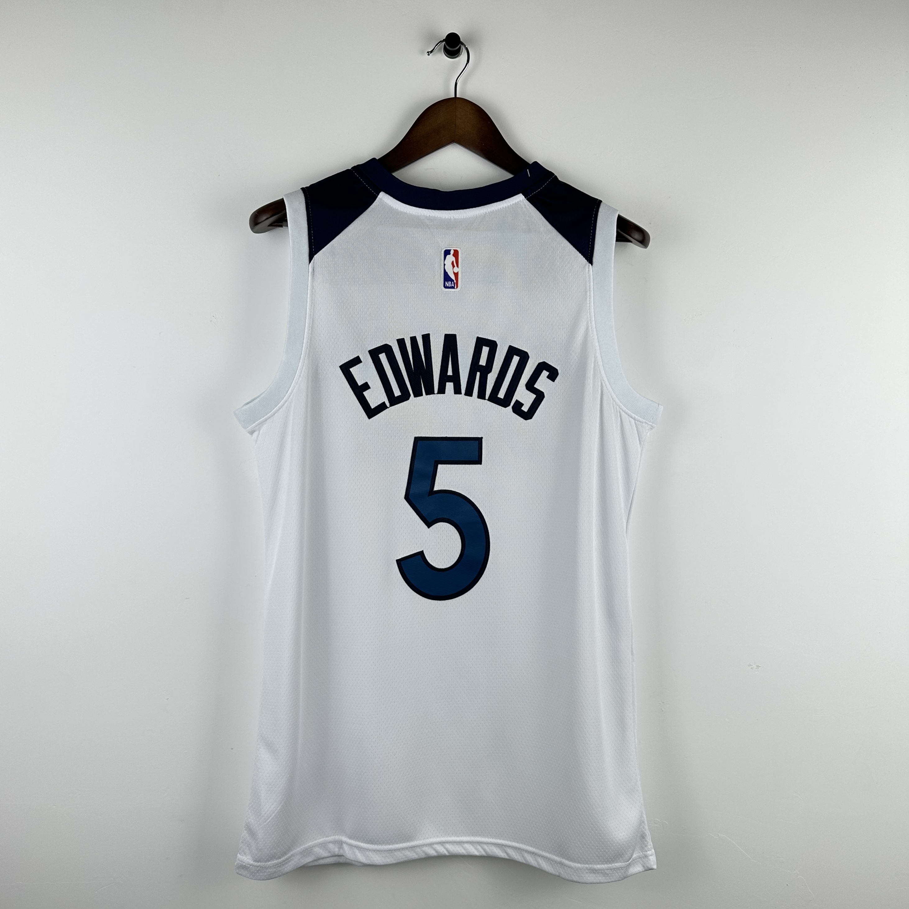 Embroidery Timberwolves White No. 5 Edwards
