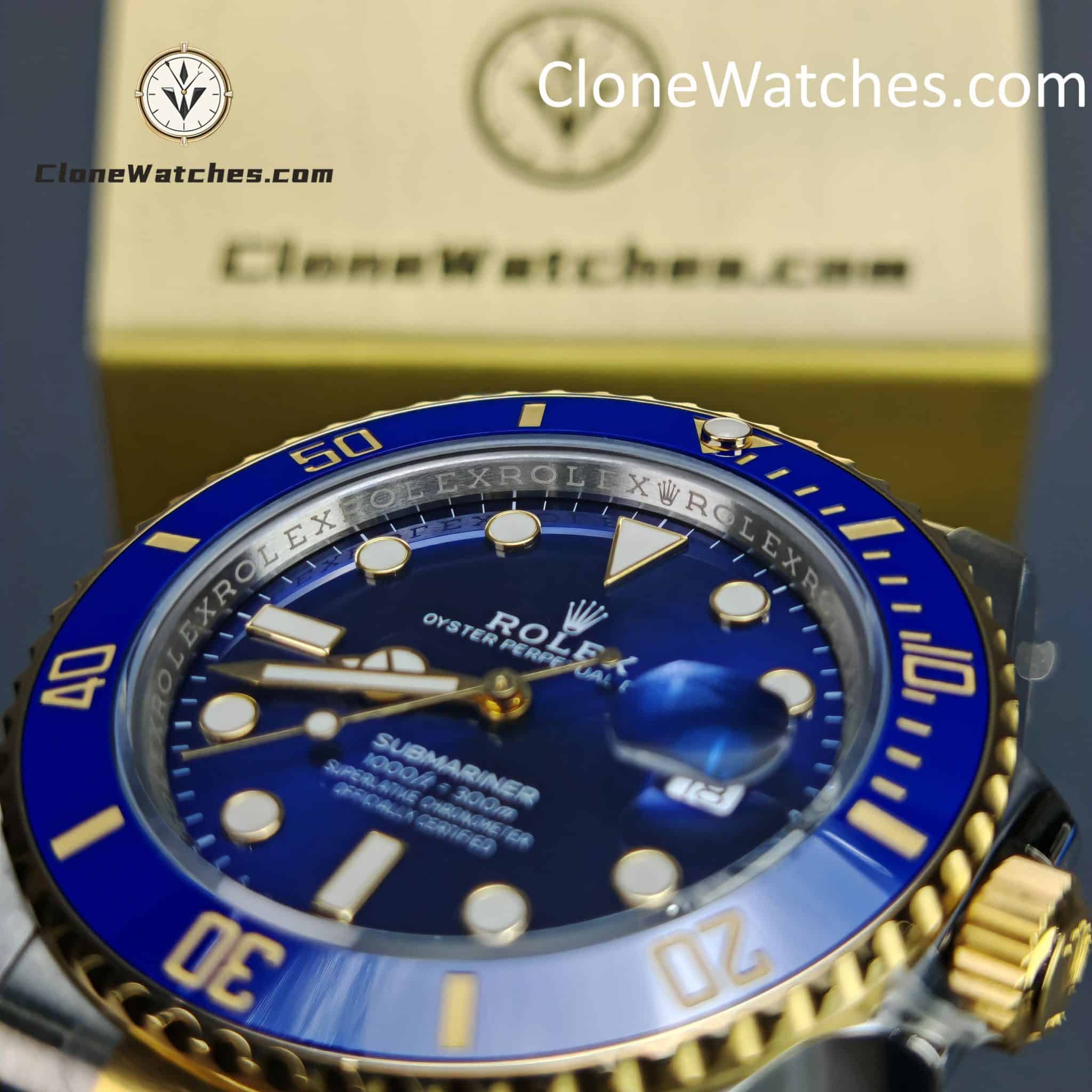 Rolex Super Clone Watches 1:1 Gold Blue Dial Submariner 126613LB 3235 Movement