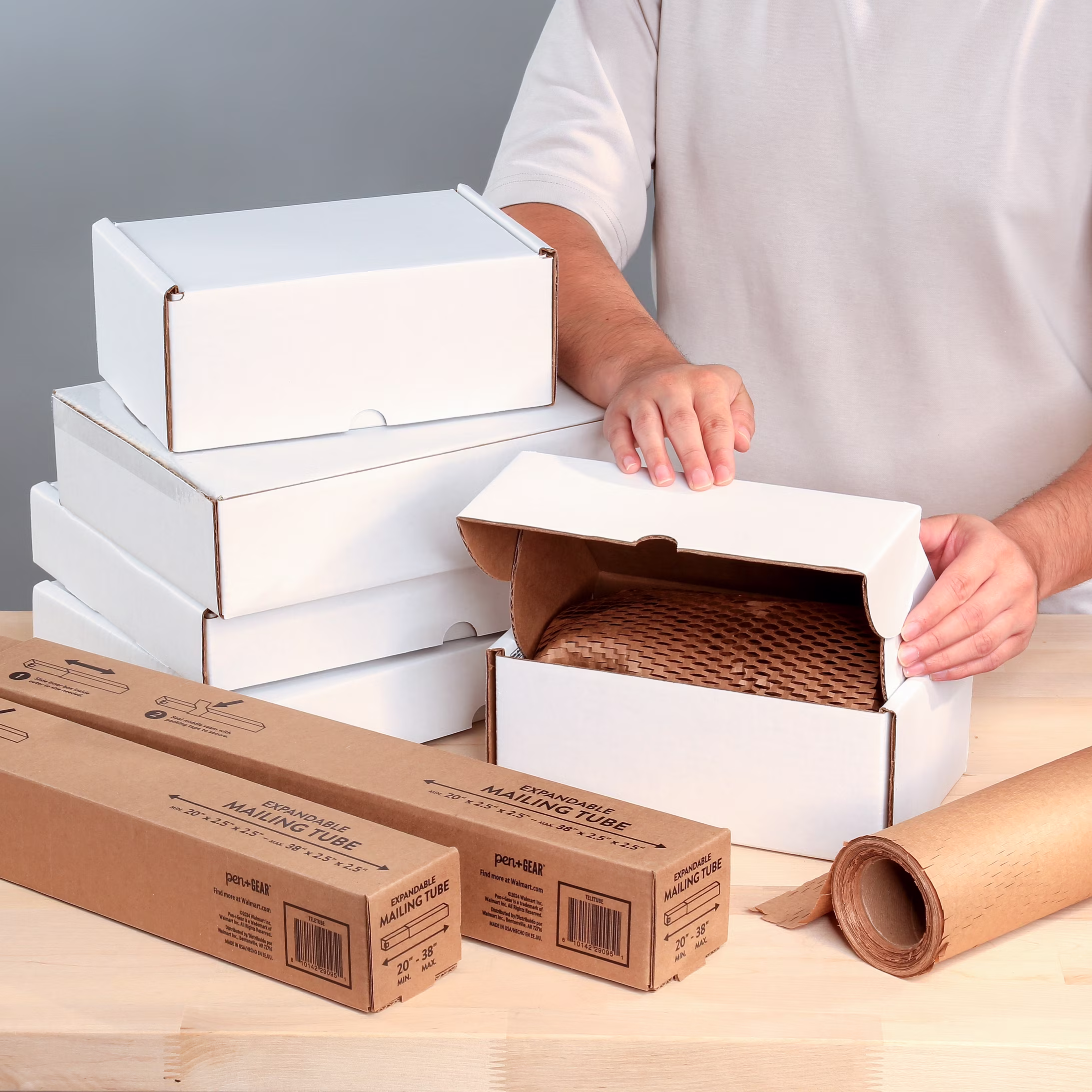 Pen+Gear Recycled Tuck-Top Shipping Box, 9 in L x 6 in W x 4 in H, White, 1 Count