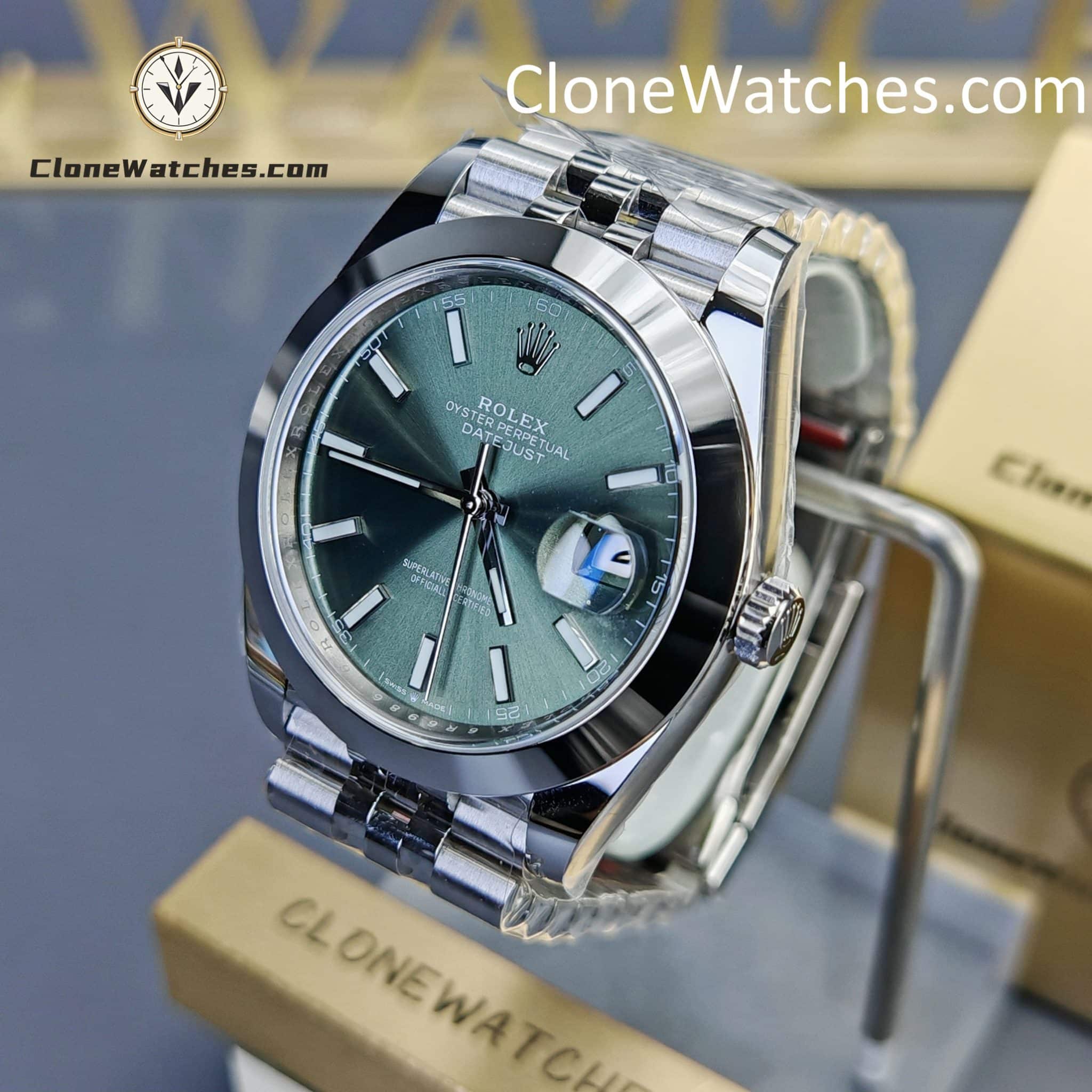 Rolex Super Clone Watches 1:1 DateJust Green Dial m126300-0020 Jubilee 41MM 3235 Movement
