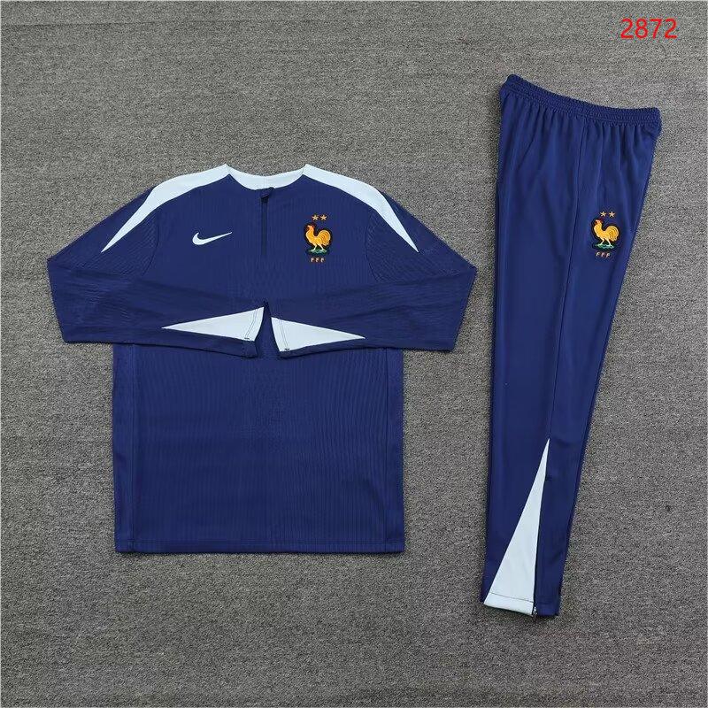 2024/25 France half-pull training jersey royal blue 1:1 Thai quality set