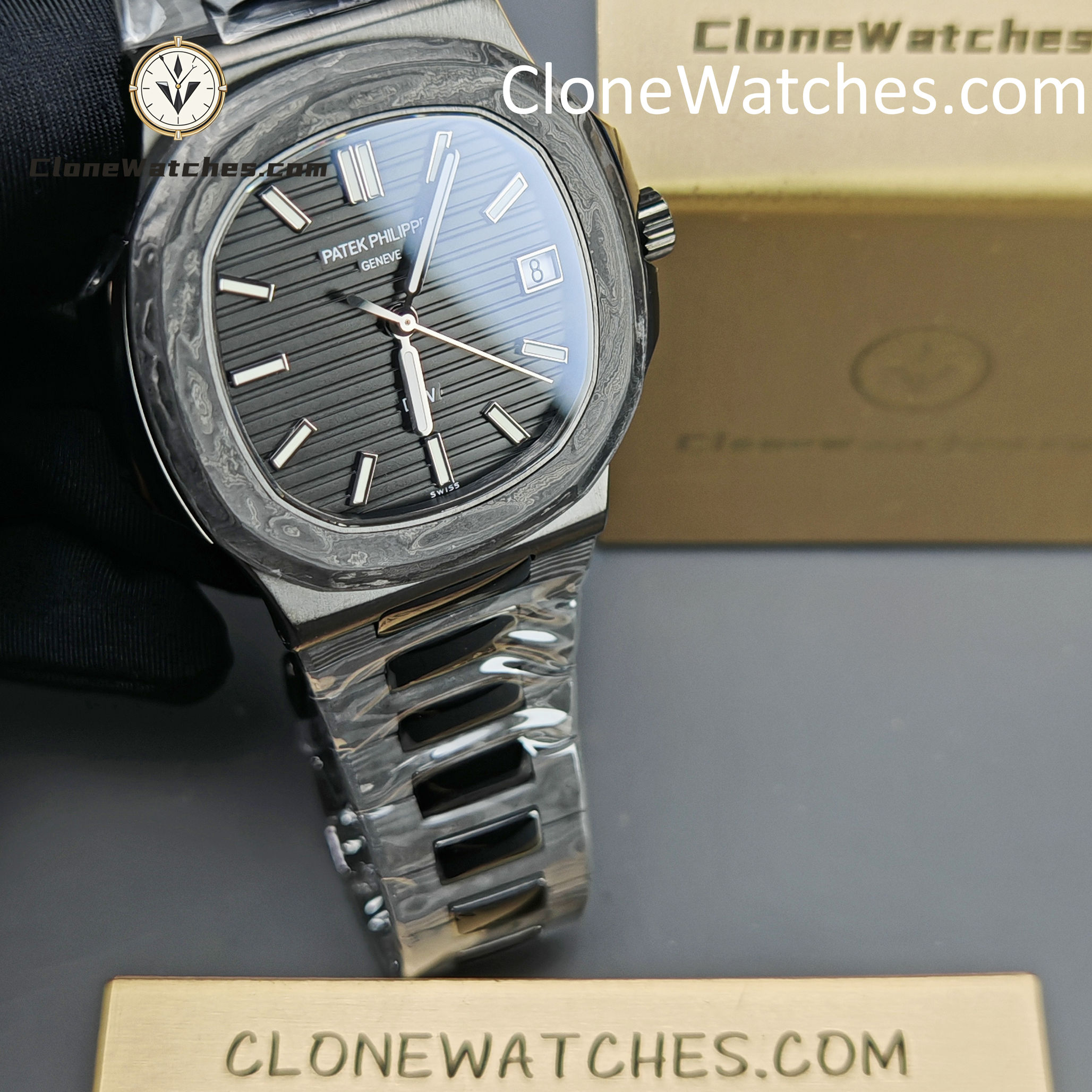 Modified Super Clone Watches 1:1 DiW Patek Philippe Nautilus CARBON BLACK 5711