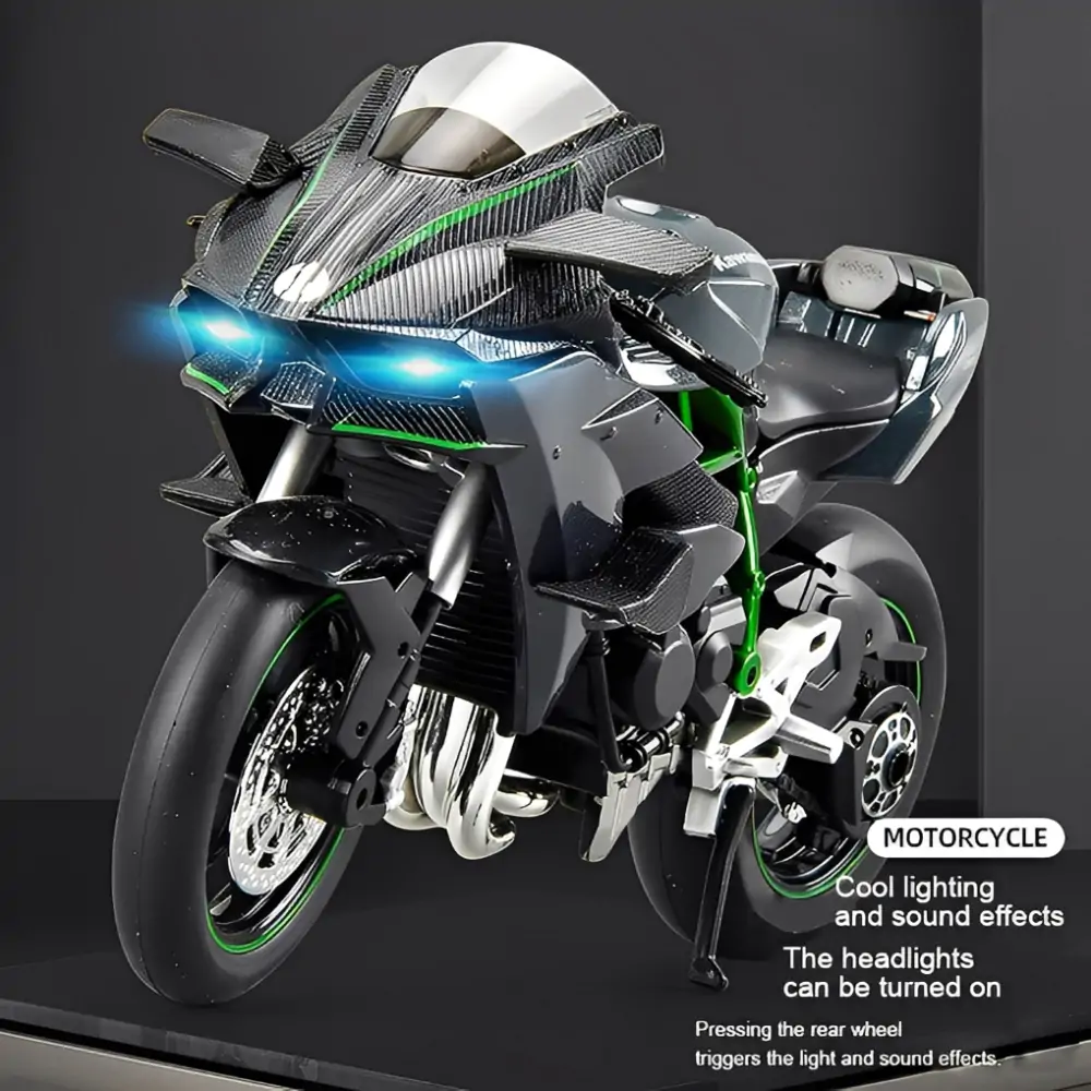 1: 12 Alloy Acousto-Optic Sliding Kawasaki Motorcycle BMW Motorcycle Ducati Motorcycle Model Toy Car
