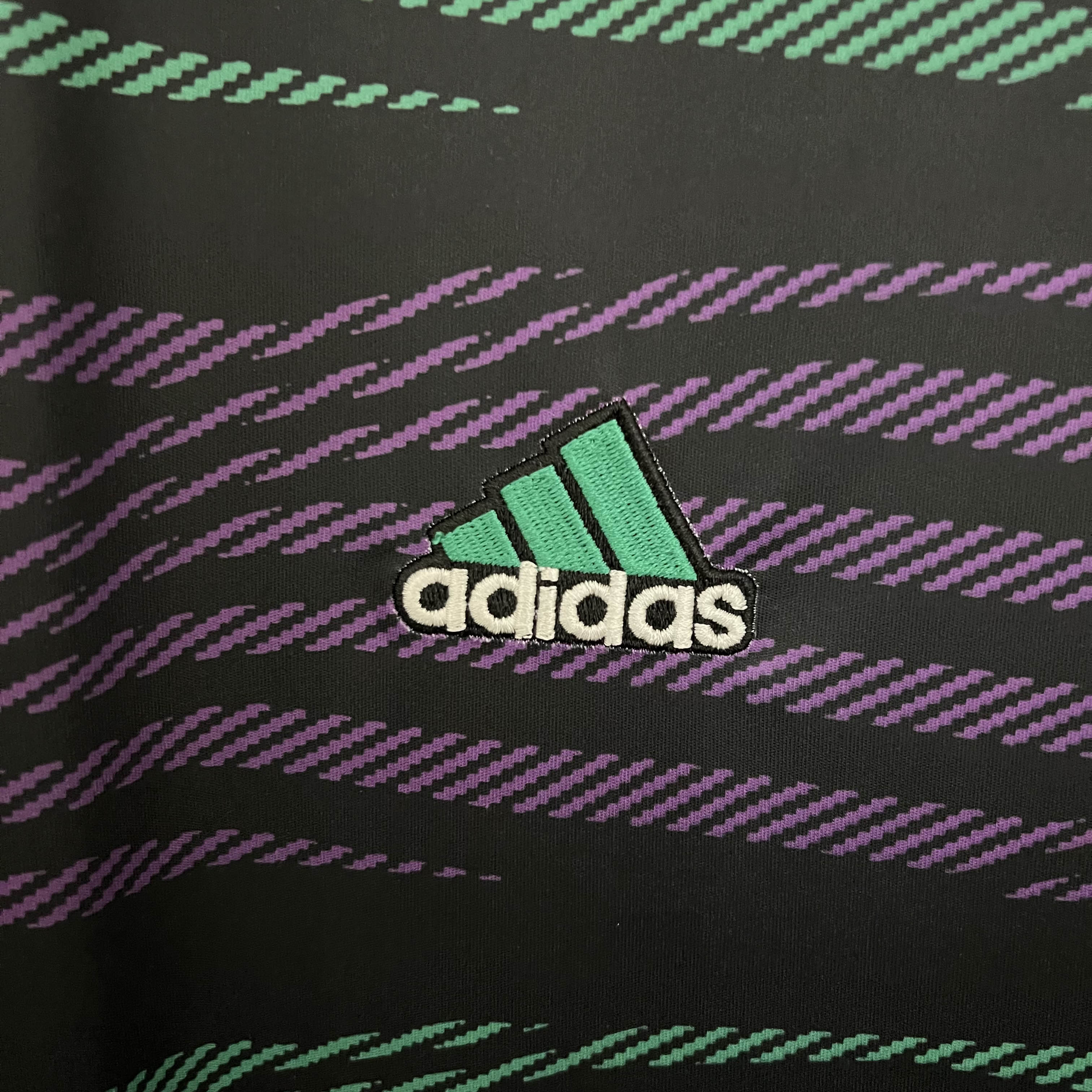 2023/24 Real Madrid Training Kit Green and Purple Striped Football Jersey