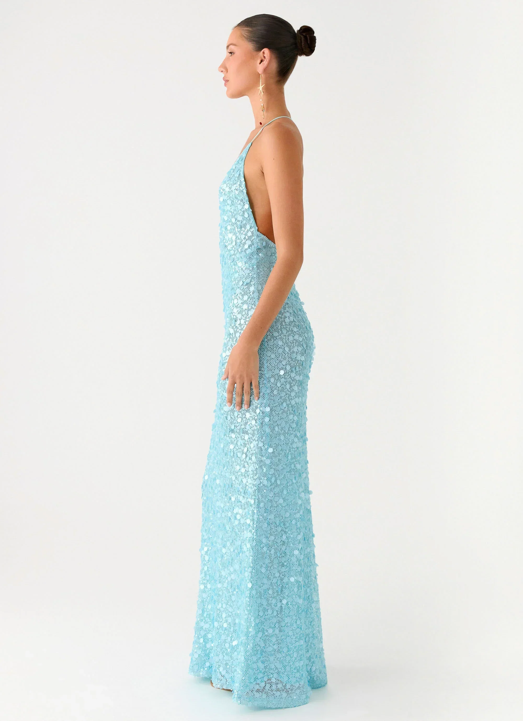 Ocean Views Sequin Maxi Dress - Blue