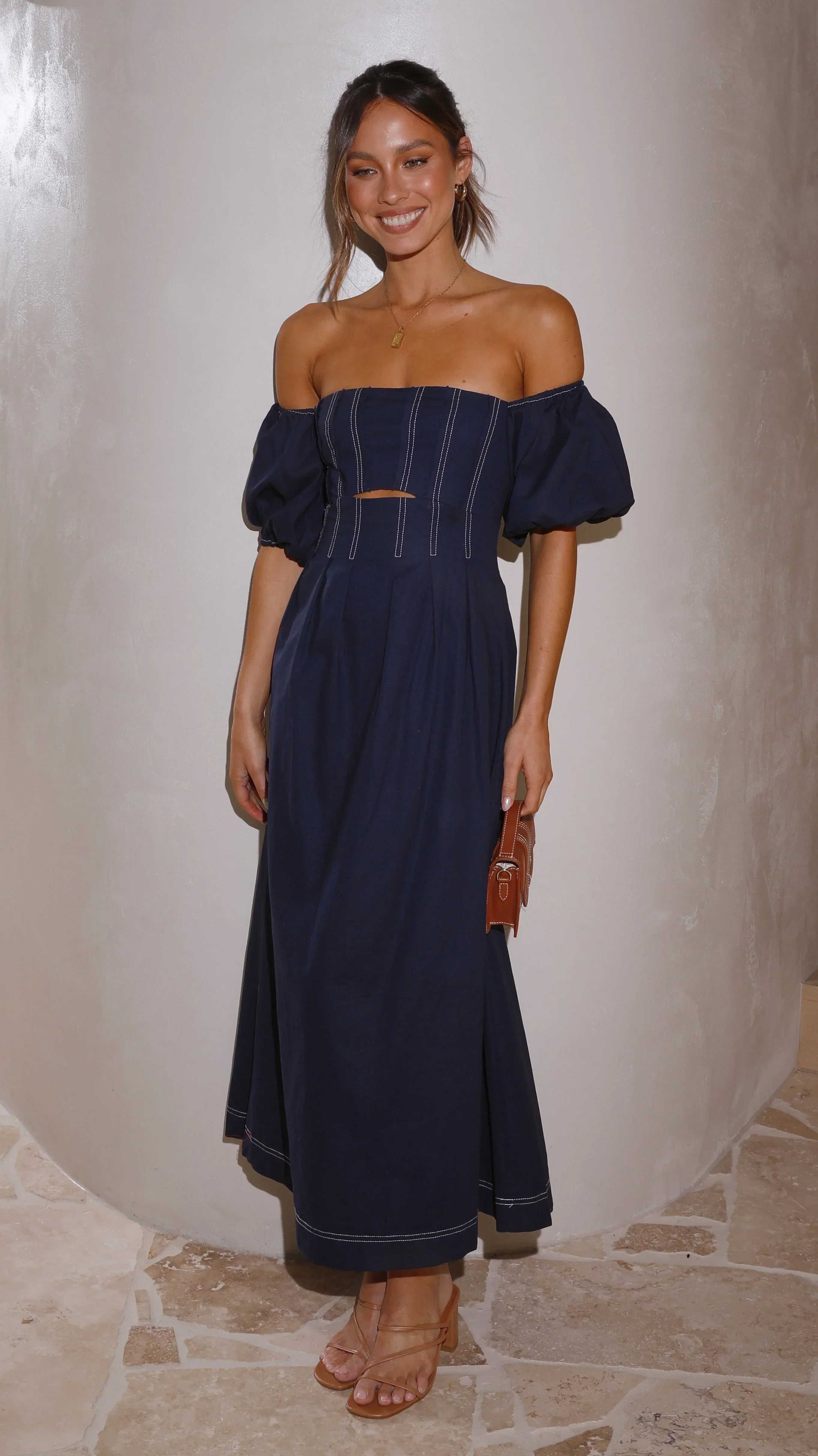 Claira Midi Dress - Navy