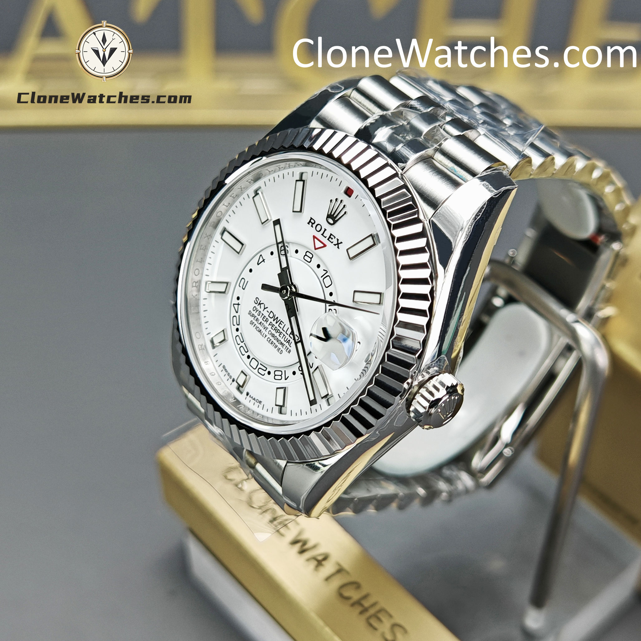 Rolex Super Clone Watches 1:1 Sky Dweller White Dial Jubilee M336934 9002 Movement
