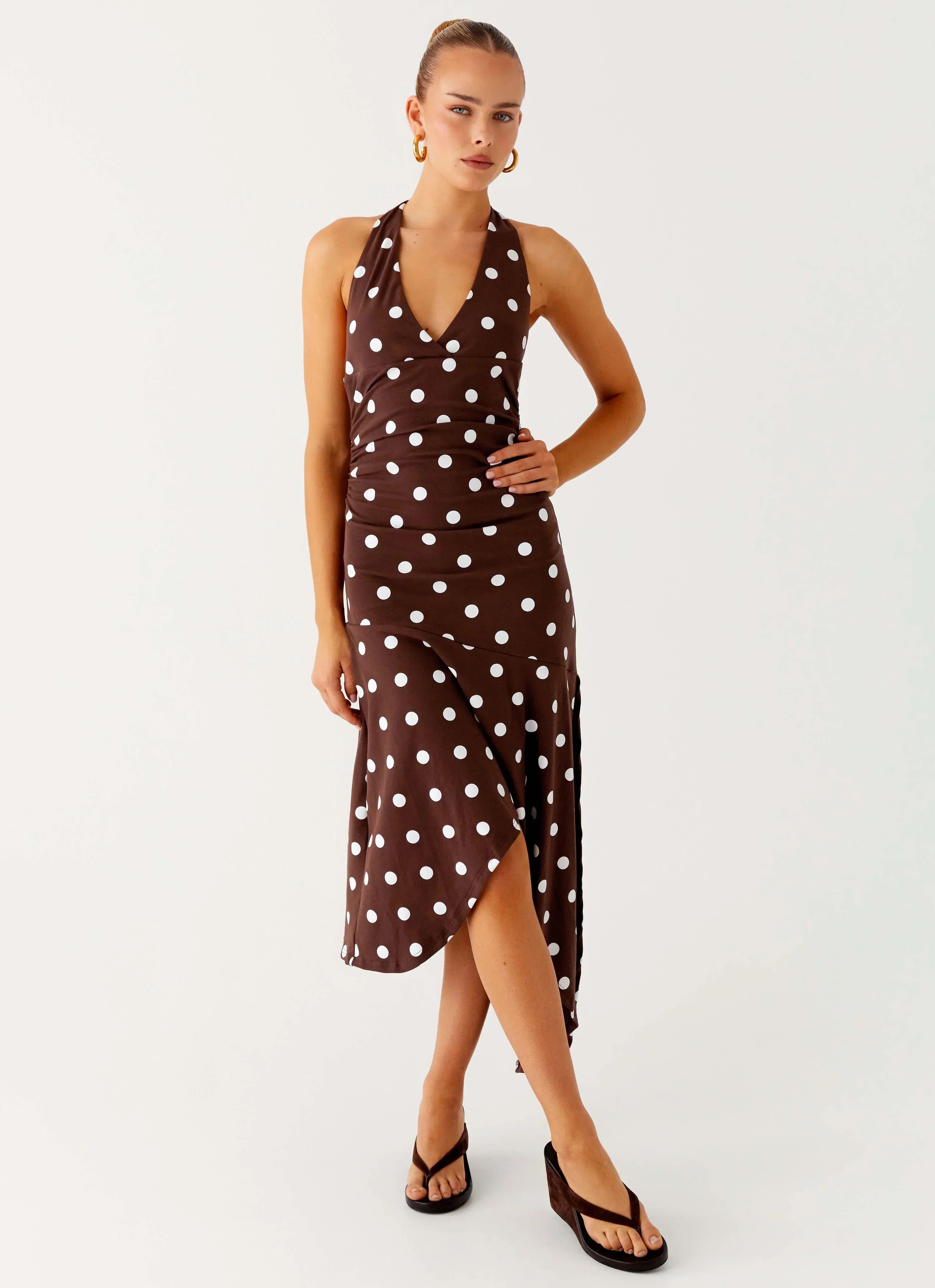 Keylani Halter Midi Dress - Chocolate